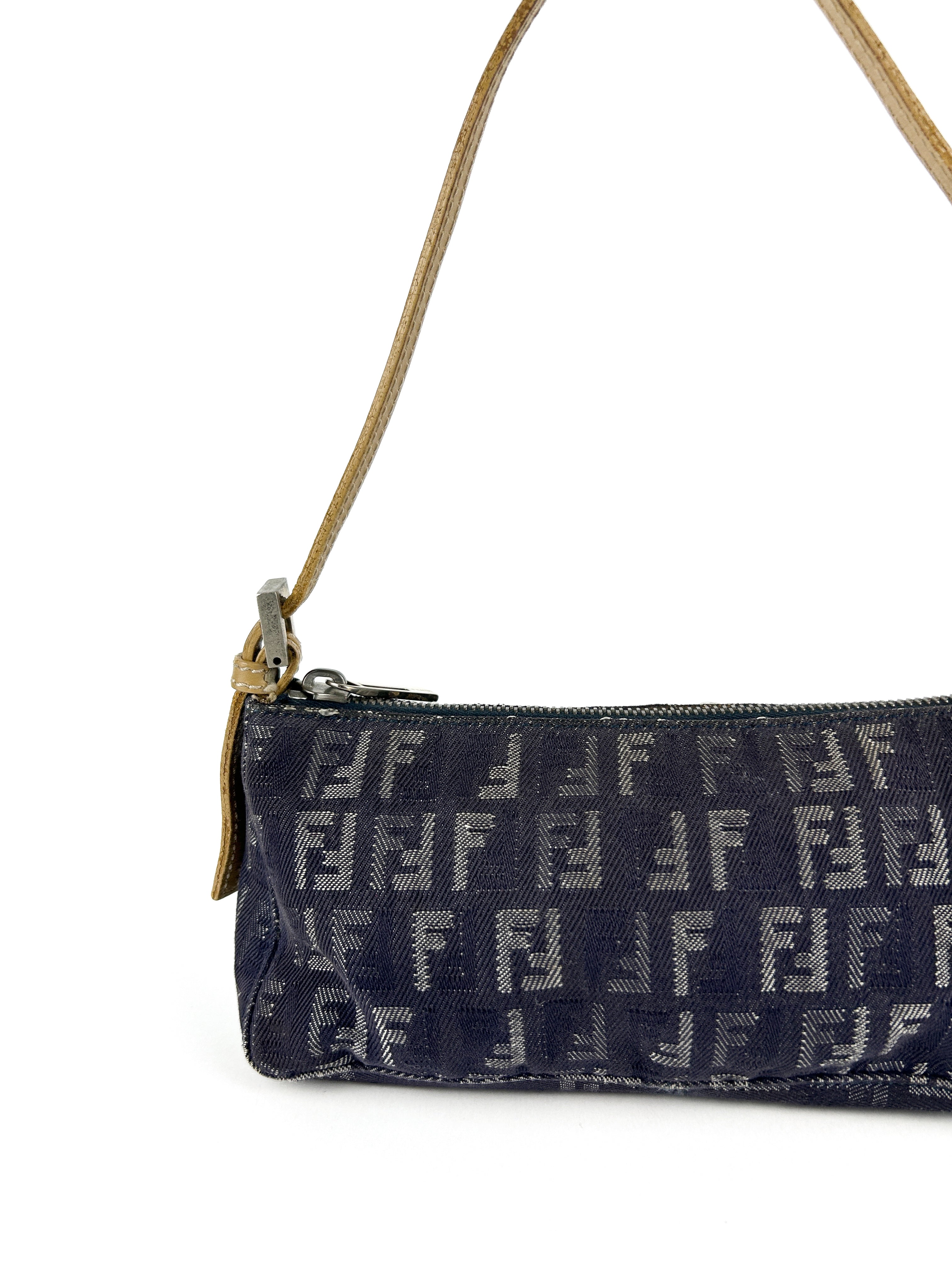 Vintage Fendi Zucca Denim-Look Shoulder Bag
