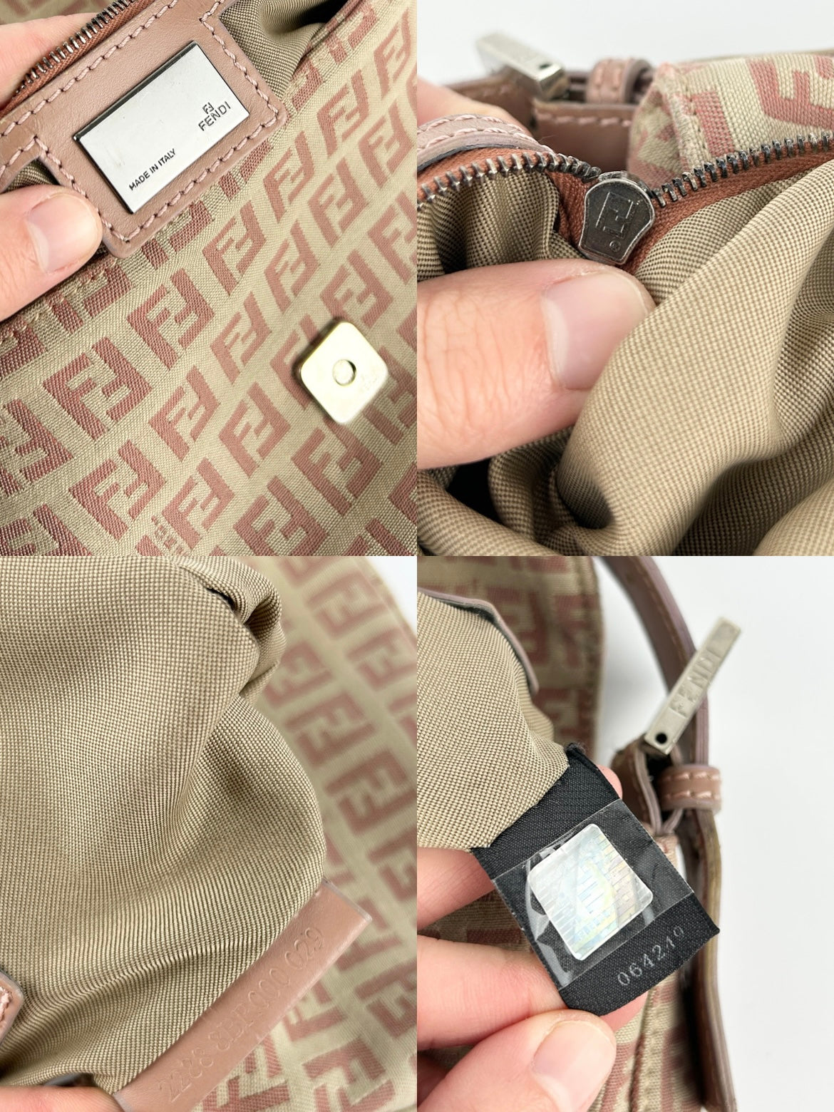 Vintage Fendi Zucca Pink Baguette Shoulder Bag