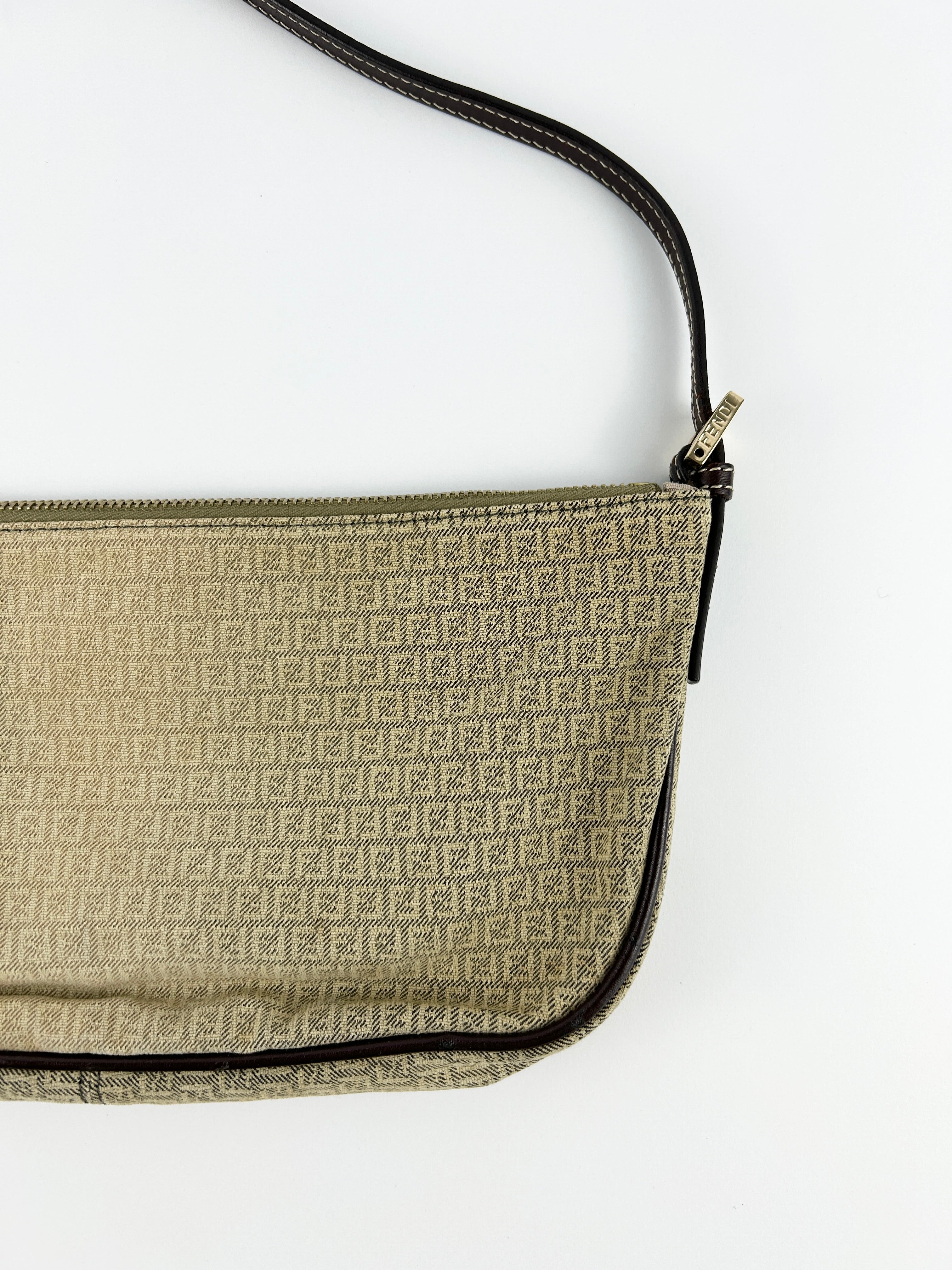 Vintage Fendi Zucca Mini FF Croissant Shoulder Bag