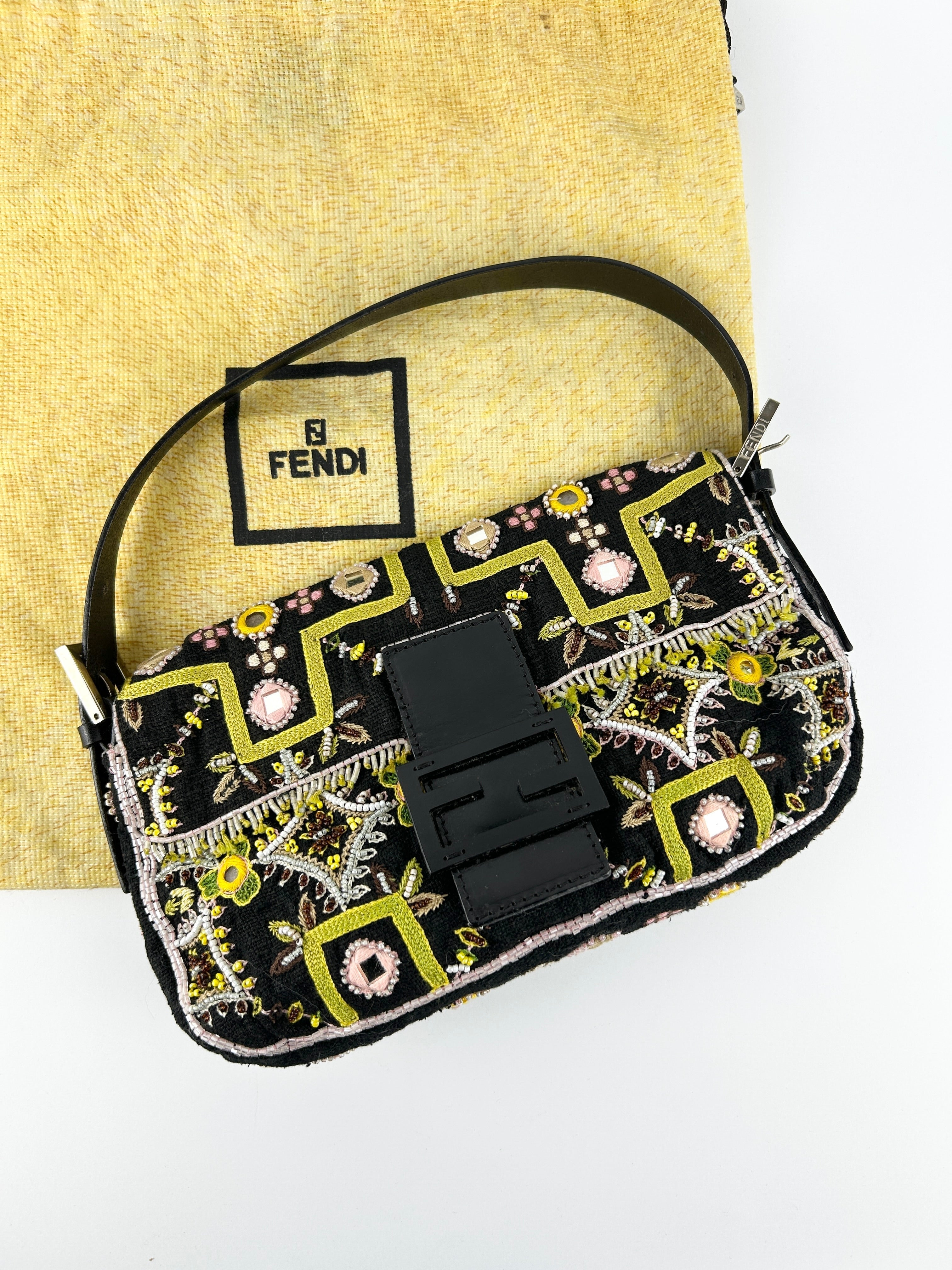 Vintage Fendi Beaded Baguette Shoulder Bag