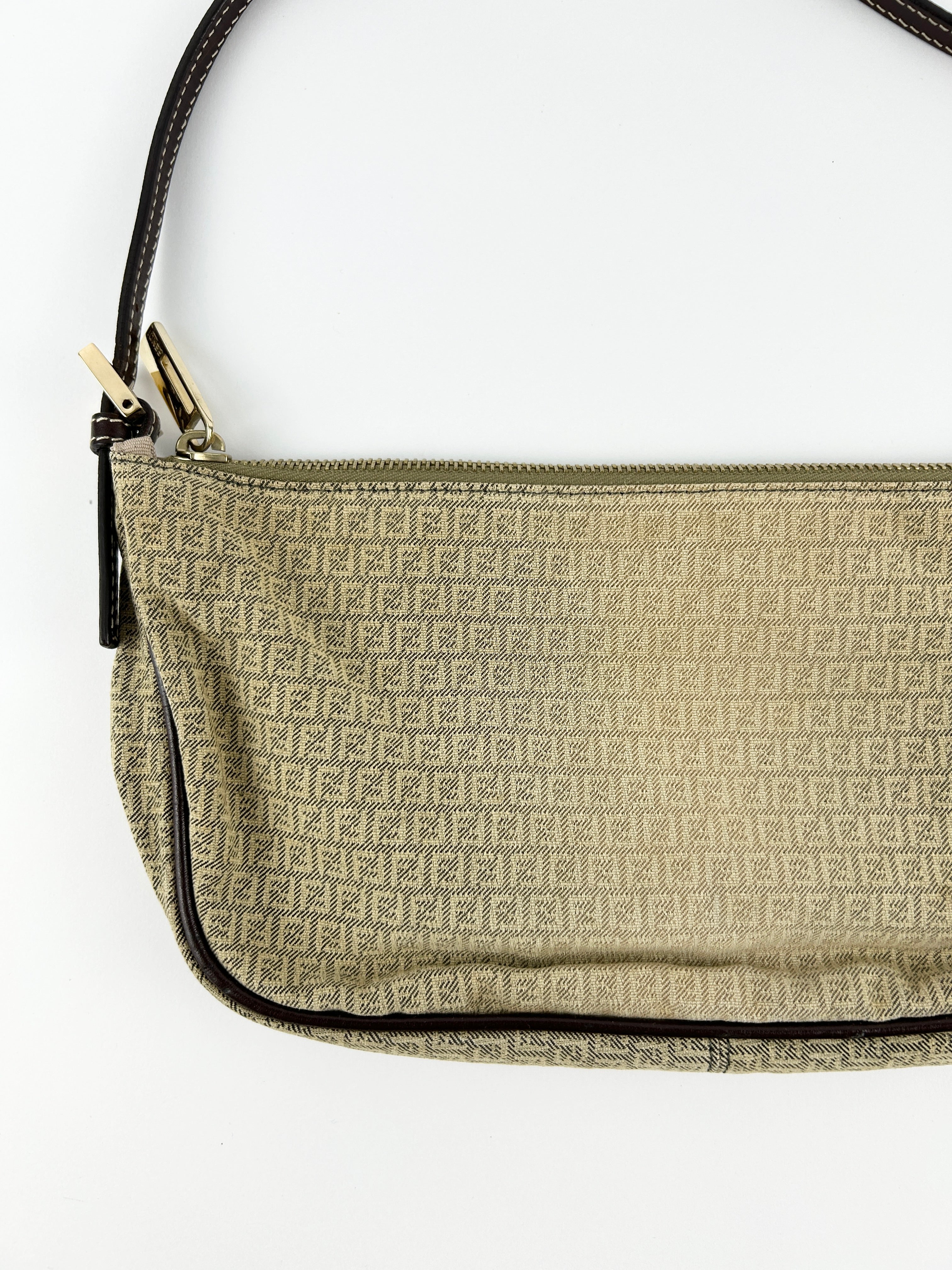 Vintage Fendi Zucca Mini FF Croissant Shoulder Bag