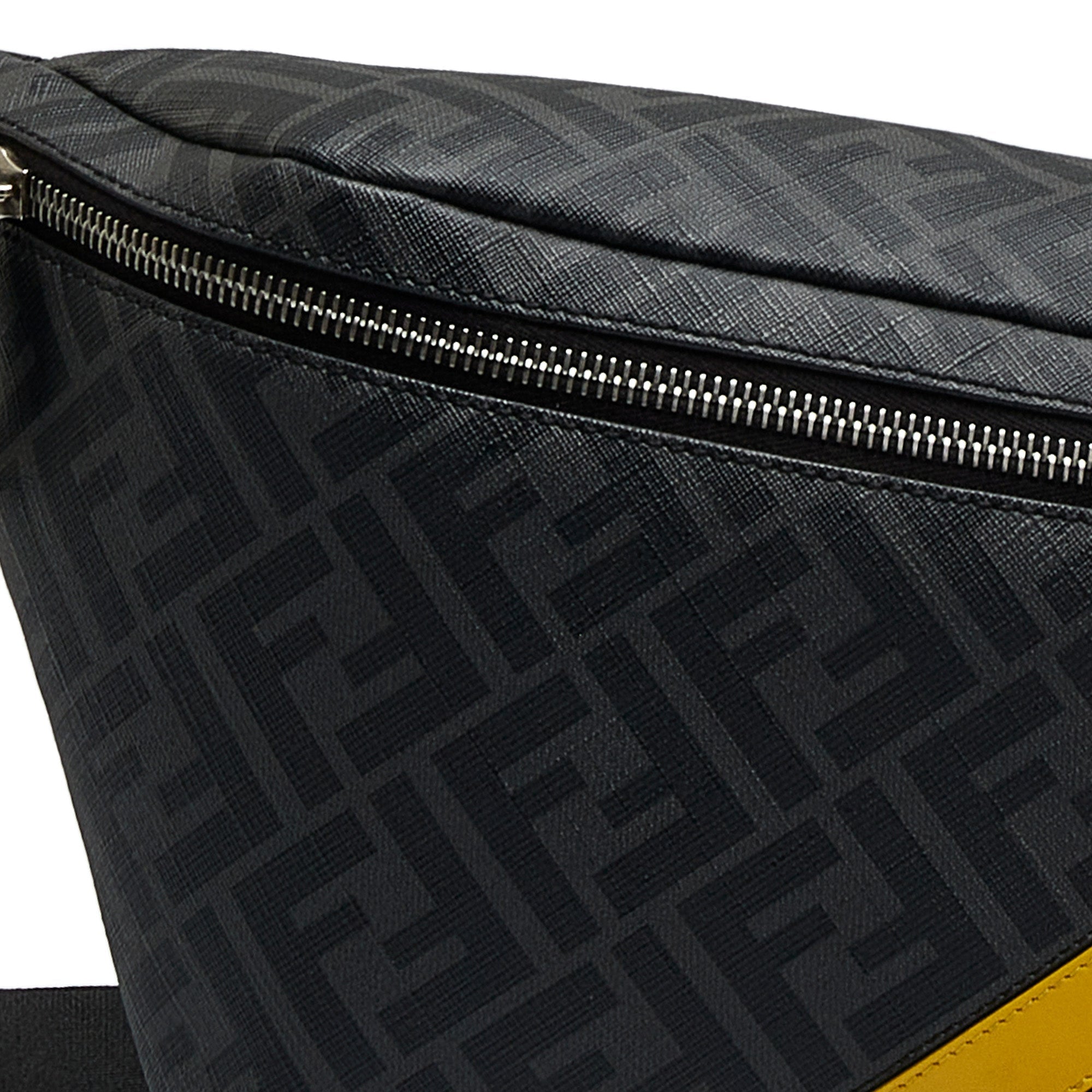 Black Fendi Zucca FF 1974 Diagonal Belt Bag