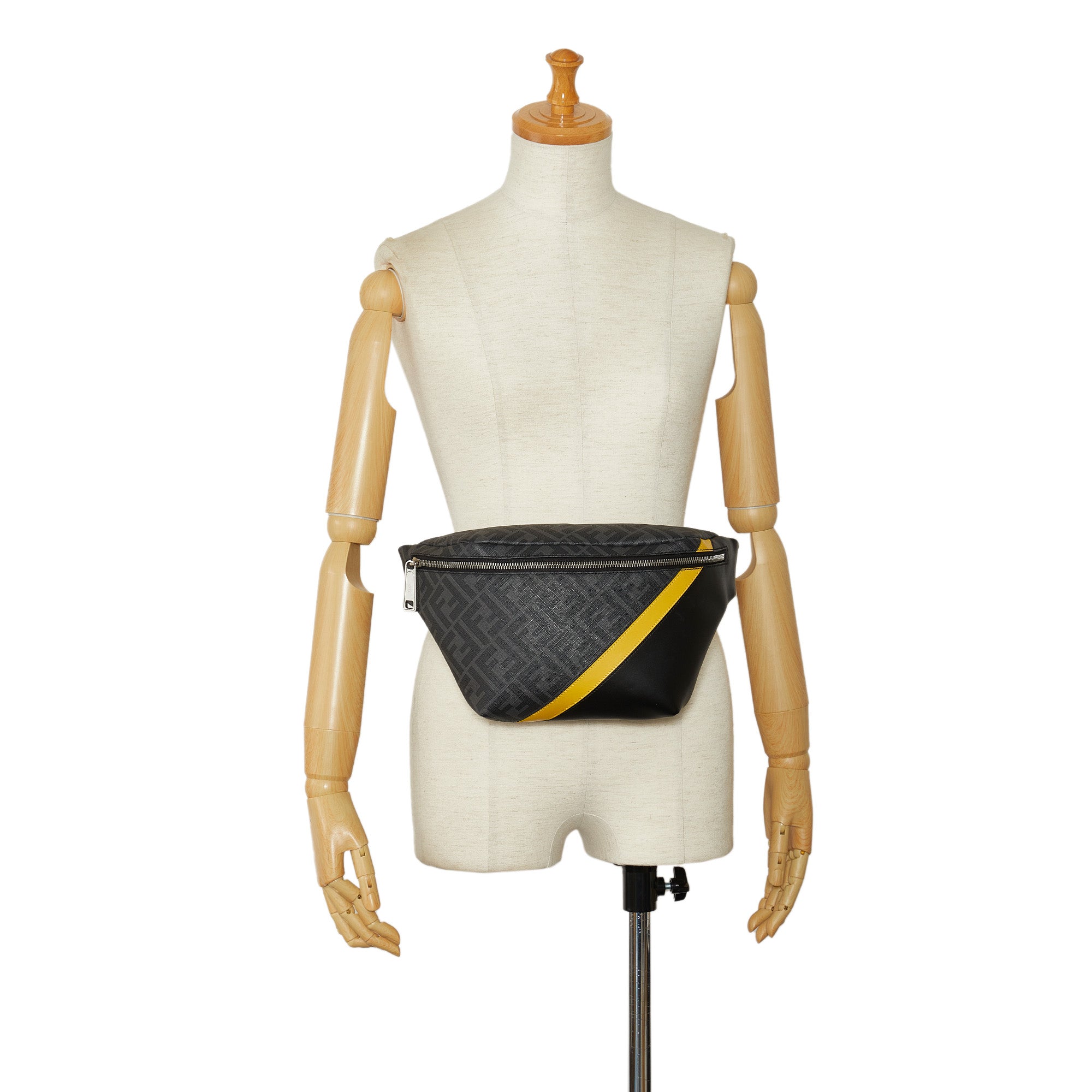 Black Fendi Zucca FF 1974 Diagonal Belt Bag