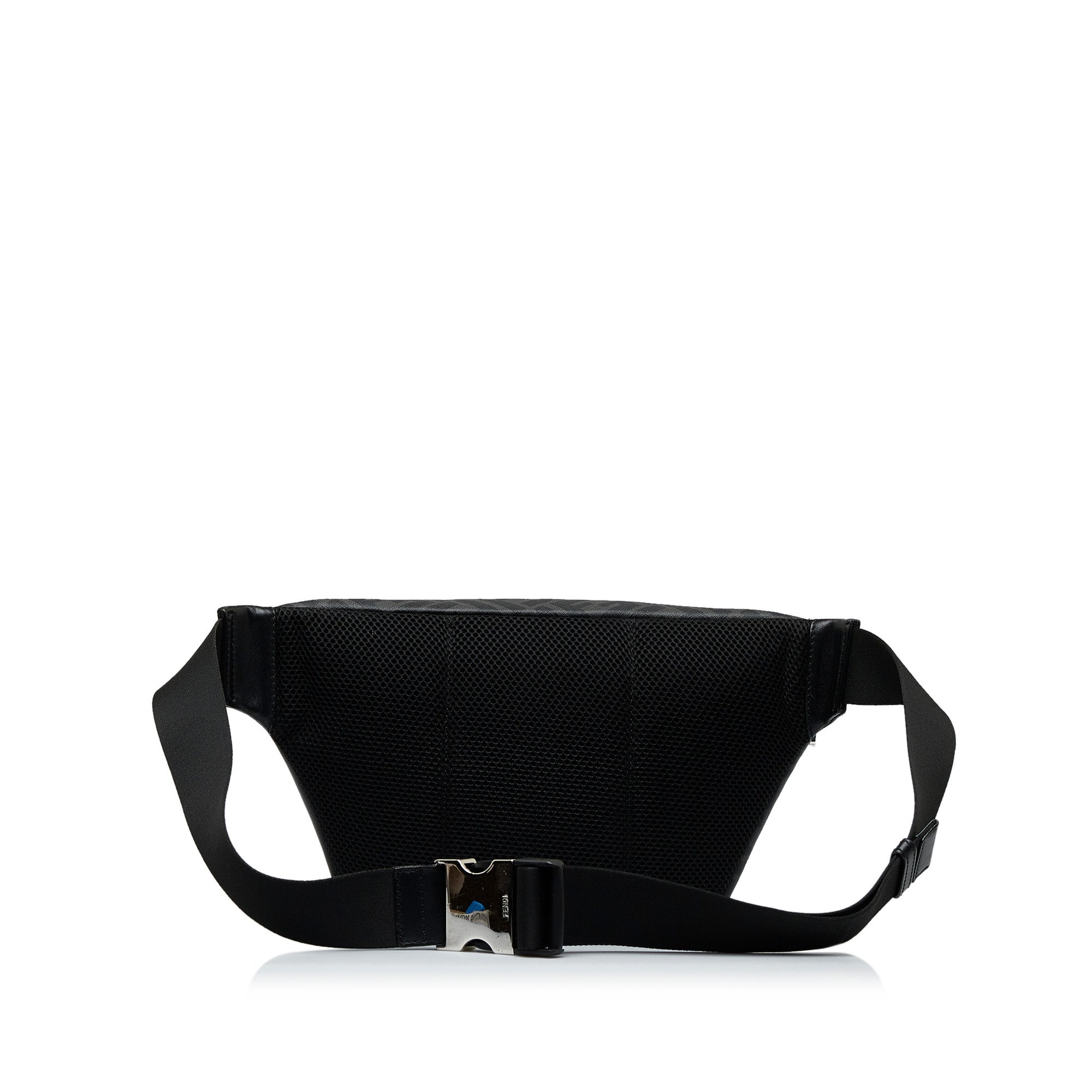 Black Fendi Zucca FF 1974 Diagonal Belt Bag