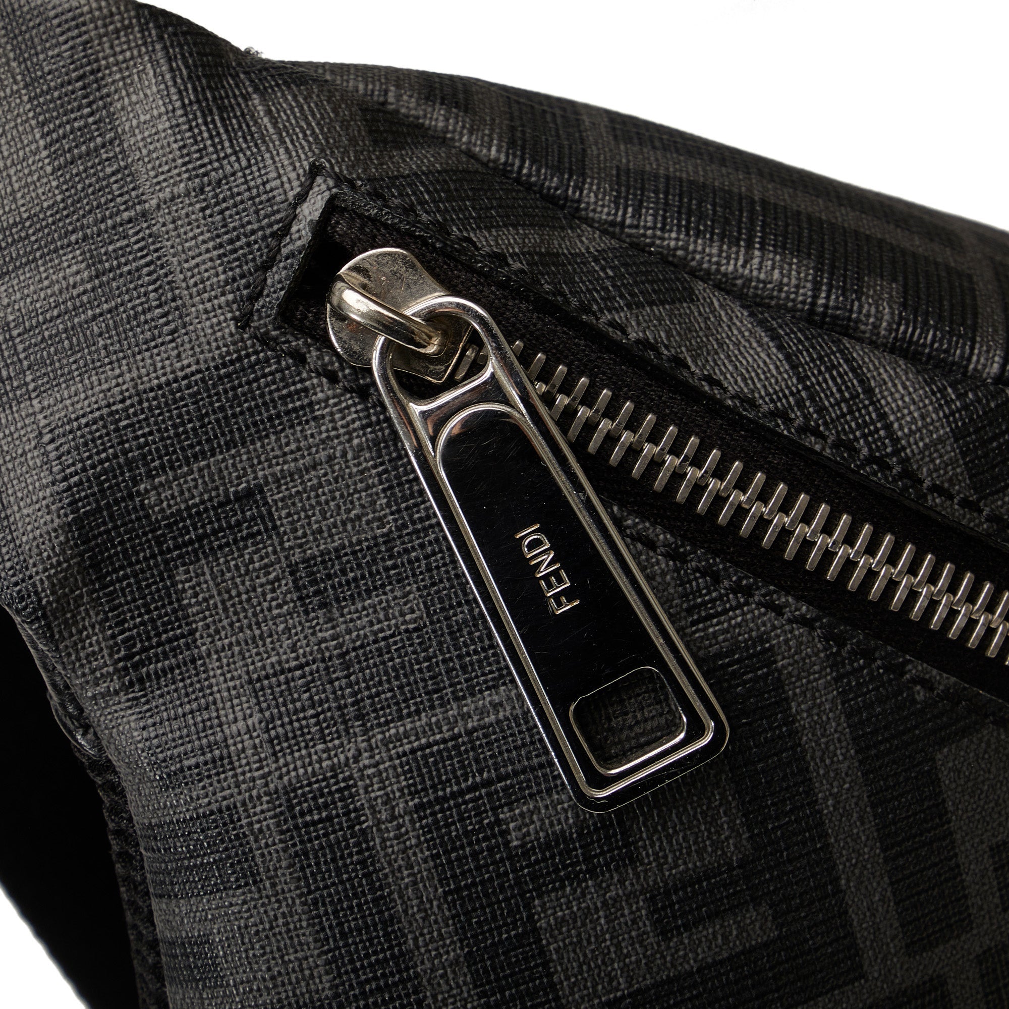 Black Fendi Zucca FF 1974 Diagonal Belt Bag