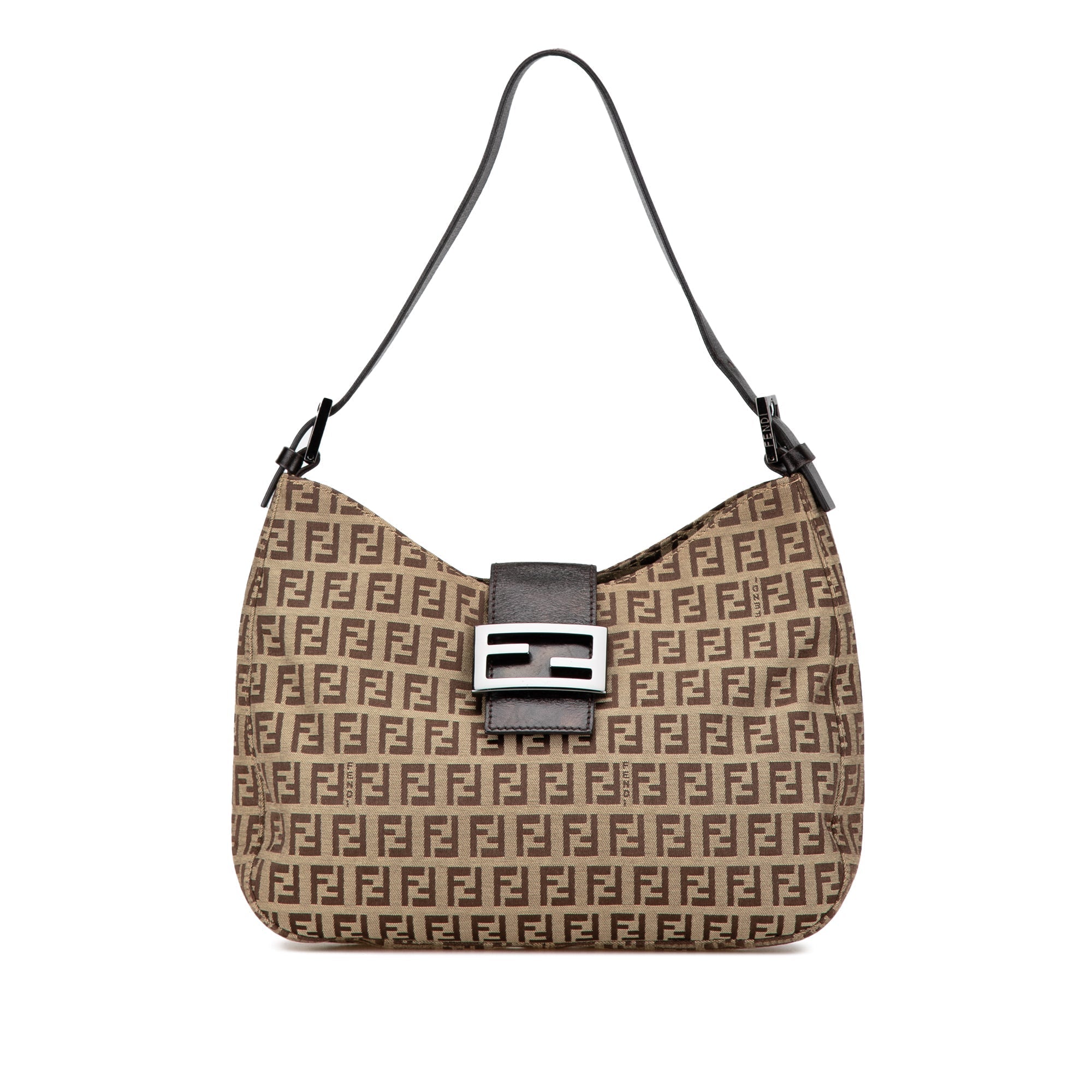 Brown Fendi Zucchino Canvas Shoulder Bag