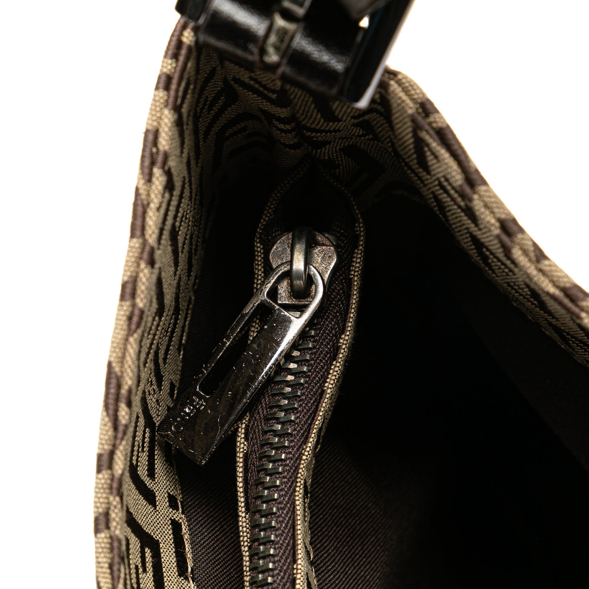 Brown Fendi Zucchino Canvas Shoulder Bag