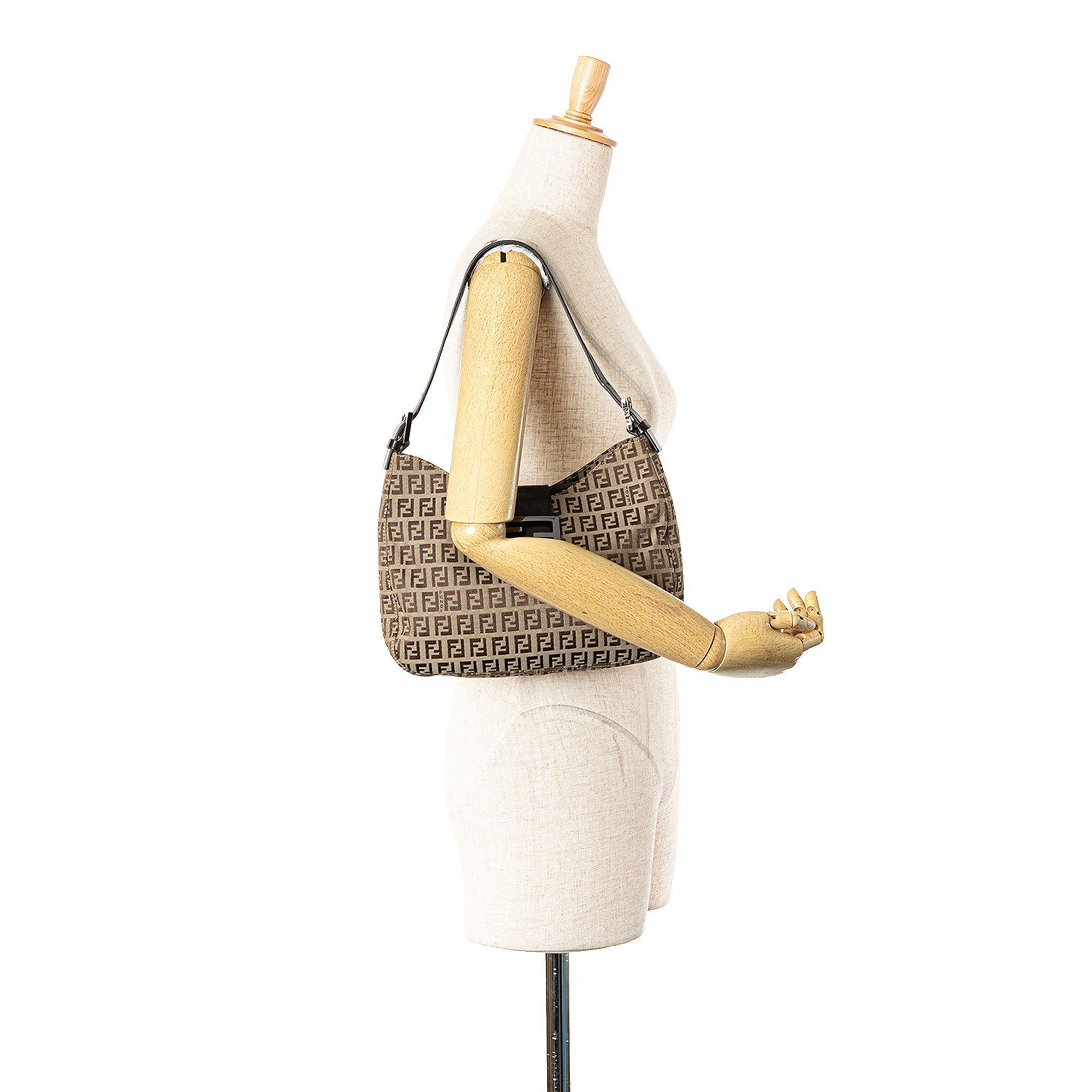 Brown Fendi Zucchino Canvas Shoulder Bag