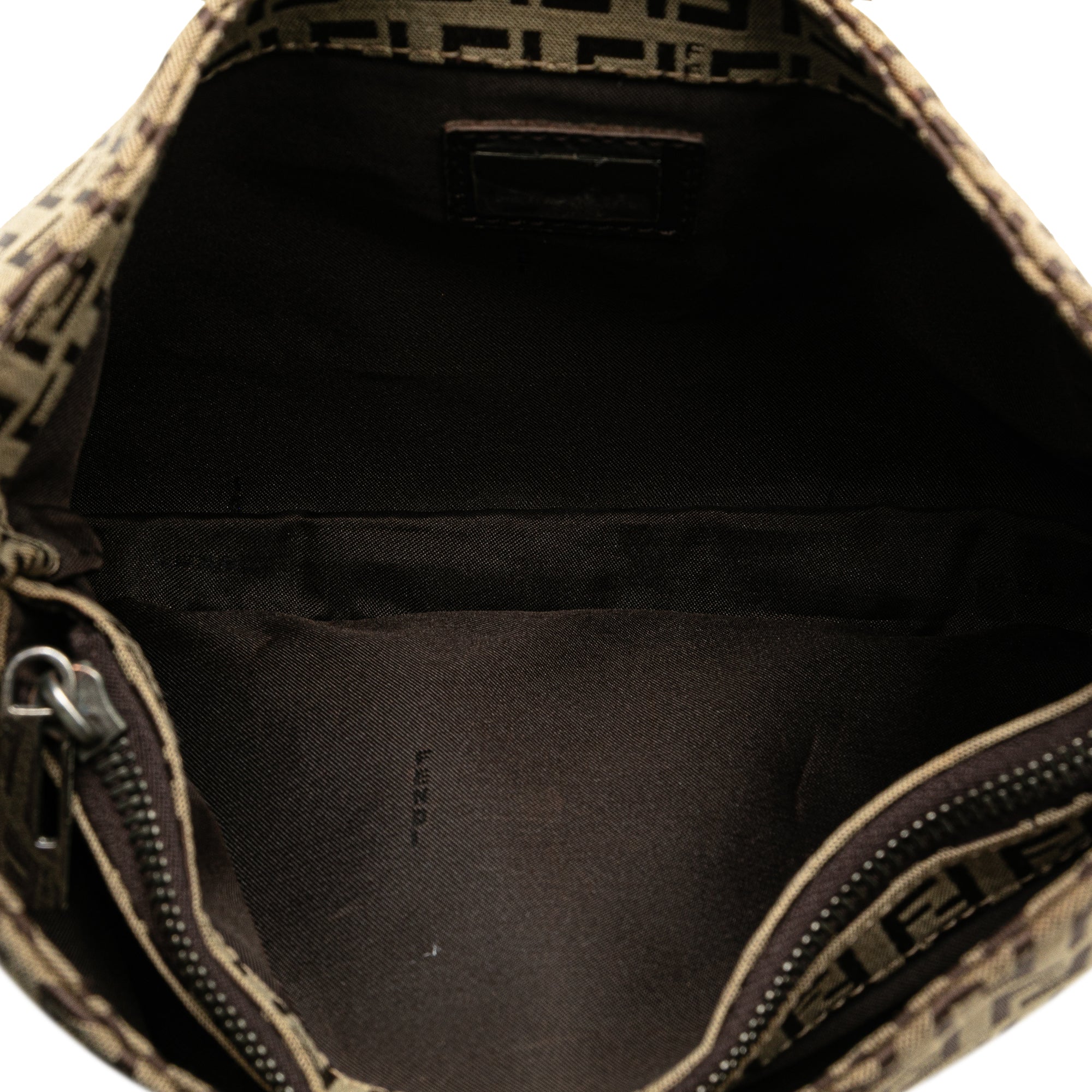 Brown Fendi Zucchino Canvas Shoulder Bag
