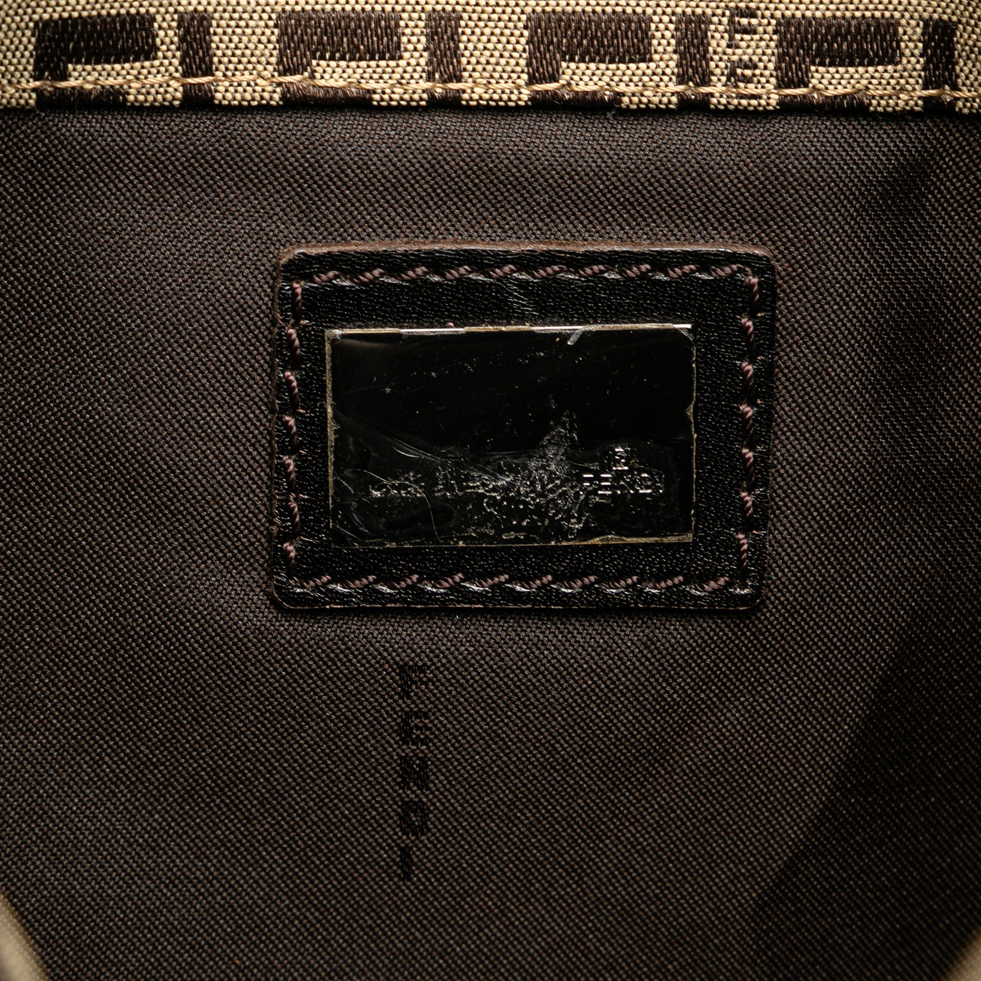 Brown Fendi Zucchino Canvas Shoulder Bag