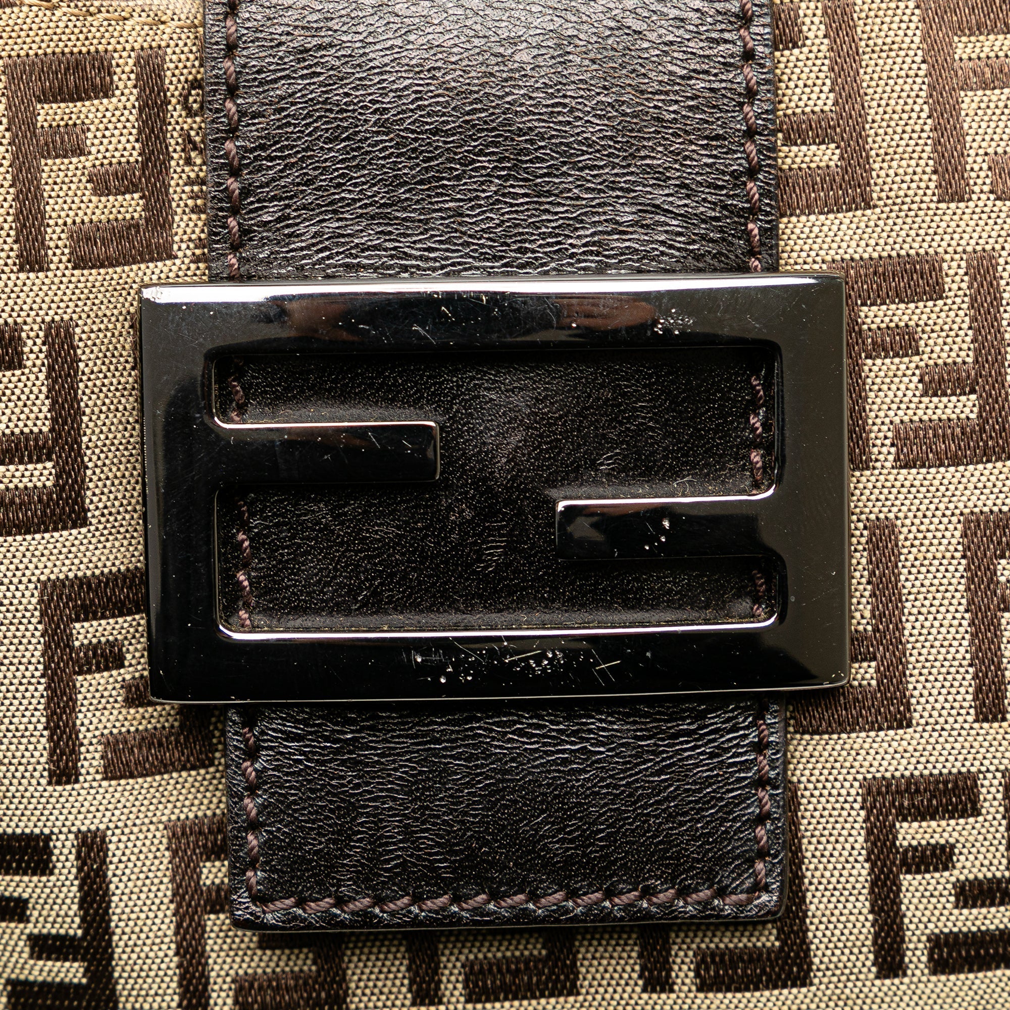 Brown Fendi Zucchino Canvas Shoulder Bag