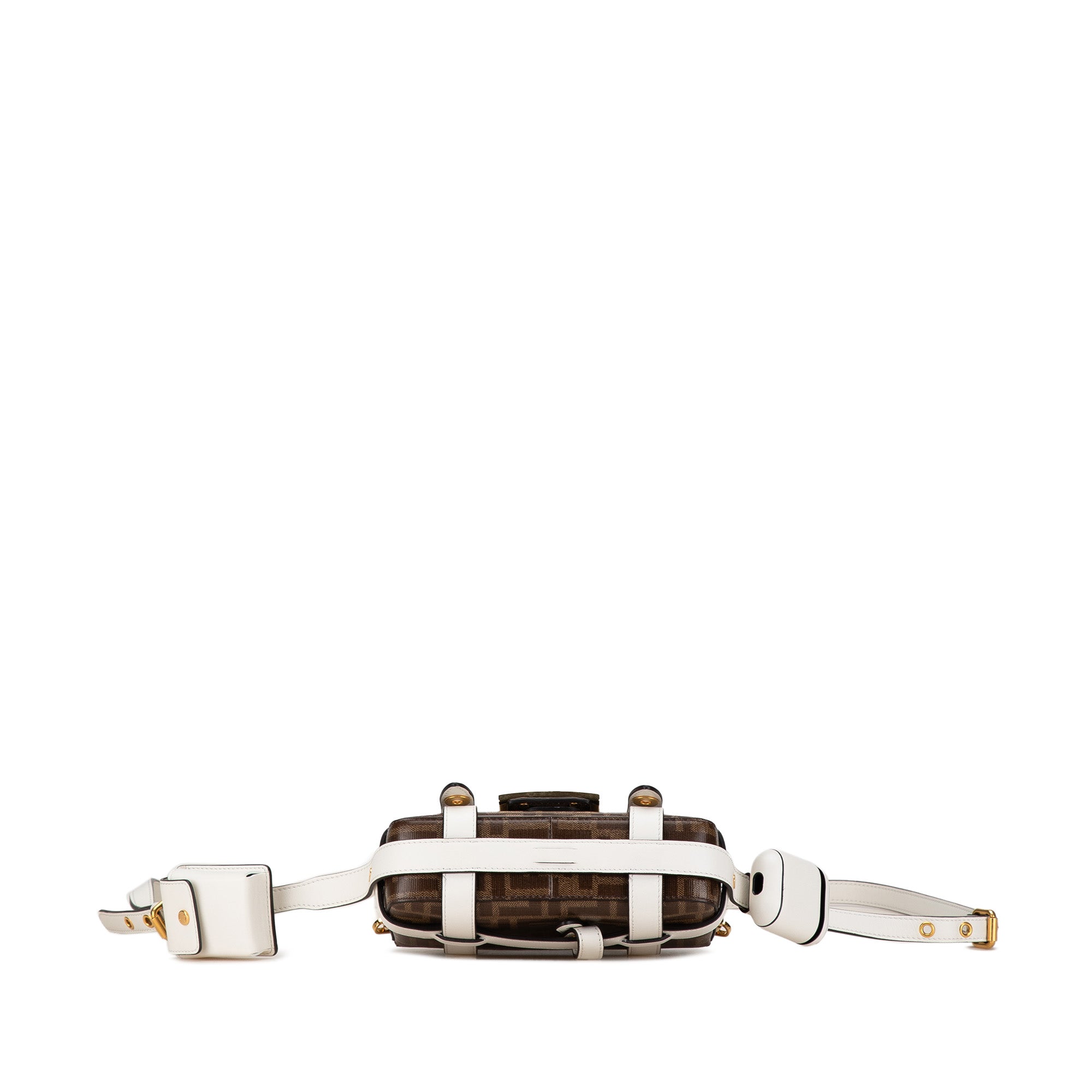 Brown Fendi Mini Zucca Glazed Fabric Cage Baguette Satchel