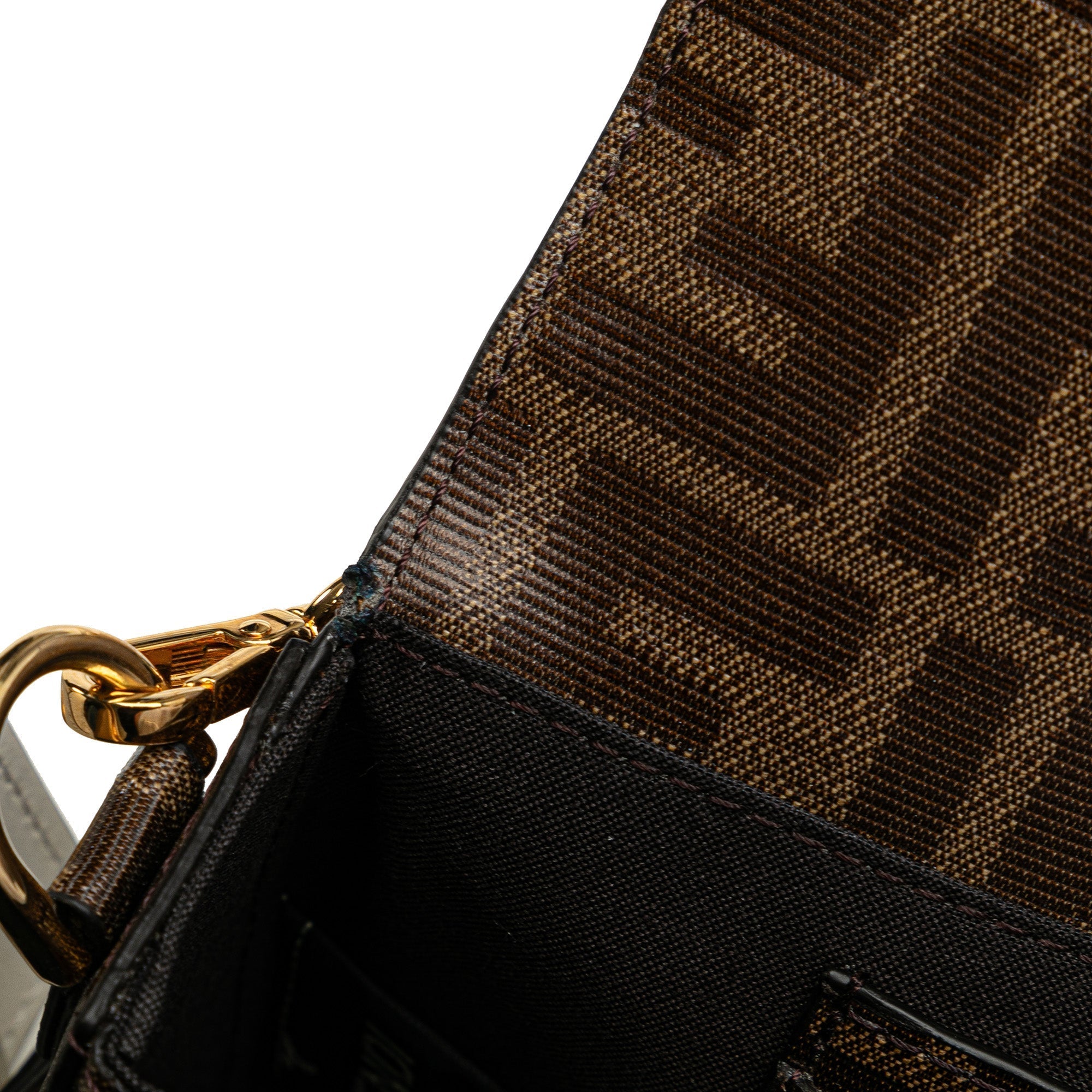 Brown Fendi Mini Zucca Glazed Fabric Cage Baguette Satchel