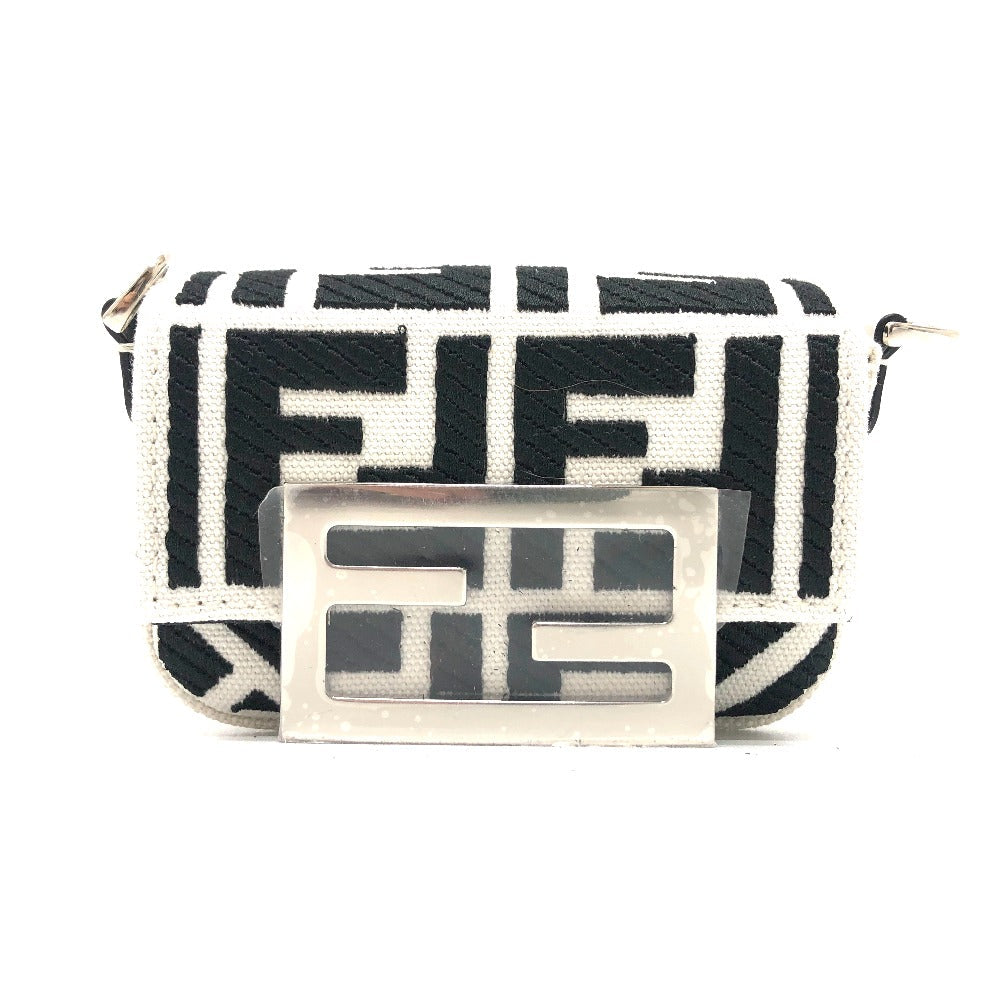 FENDI Shoulder Bag 7AS045 Canvas / leather white Zucca Nano Bucket