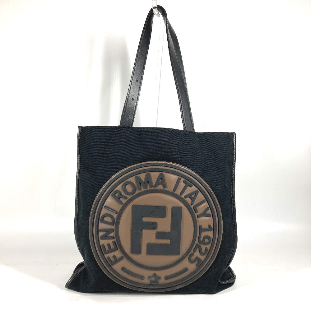 FENDI Tote Bag 7VA435 Canvas / leather black Vertical Shoulder Bag logo FF unisex(Unisex) Used