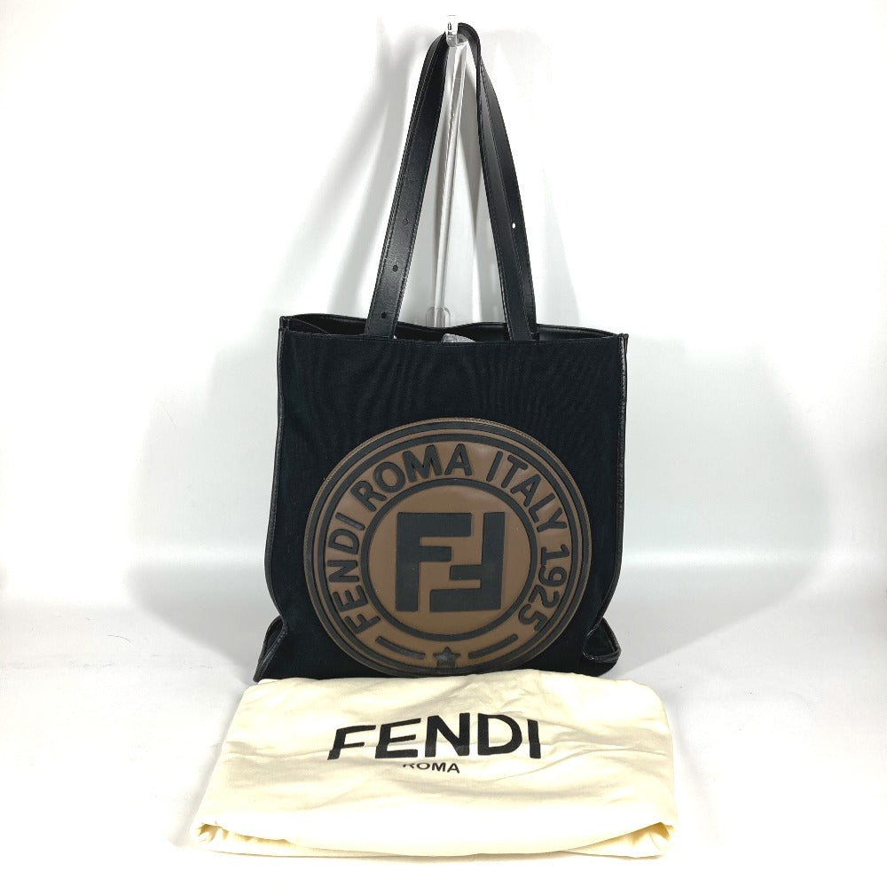 FENDI Tote Bag 7VA435 Canvas / leather black Vertical Shoulder Bag logo FF unisex(Unisex) Used