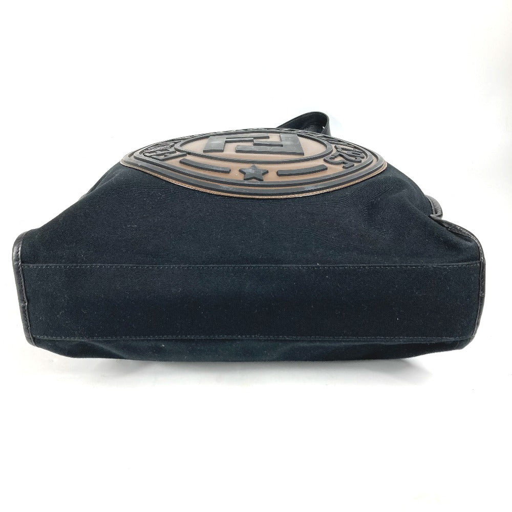 FENDI Tote Bag 7VA435 Canvas / leather black Vertical Shoulder Bag logo FF unisex(Unisex) Used