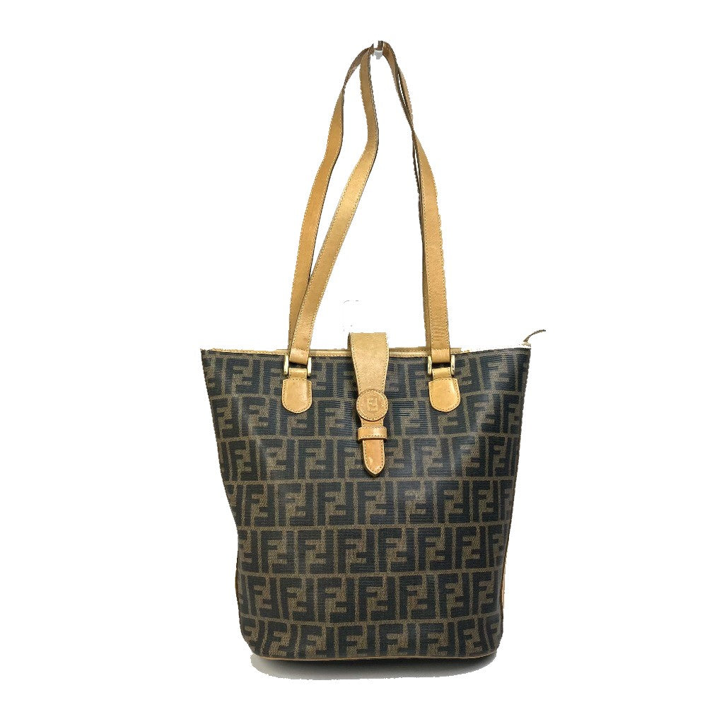 FENDI Tote Bag PVC / Leather Brown Zucca Pattern Women Used
