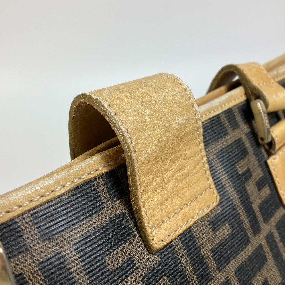 FENDI Tote Bag PVC / Leather Brown Zucca Pattern Women Used