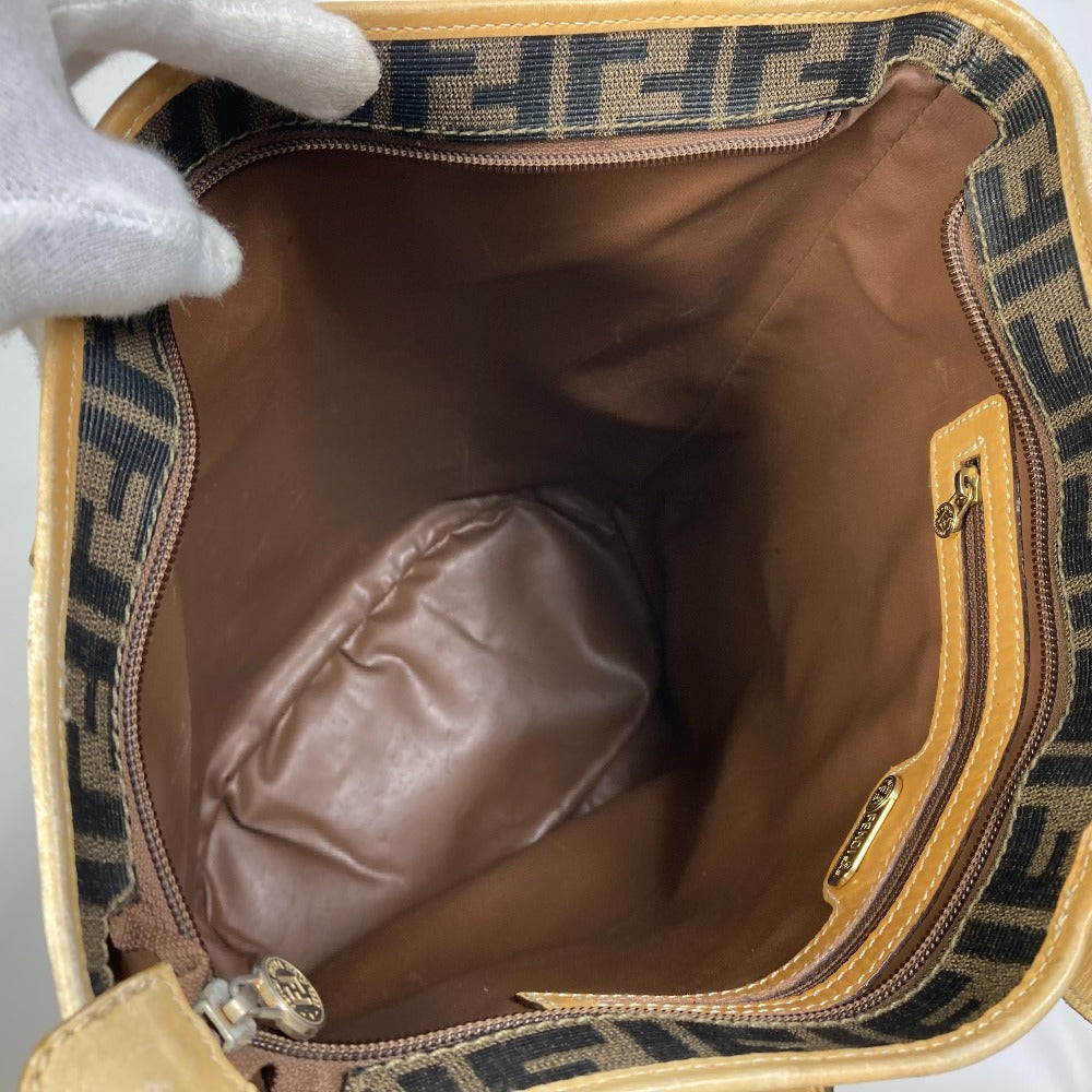 FENDI Tote Bag PVC / Leather Brown Zucca Pattern Women Used