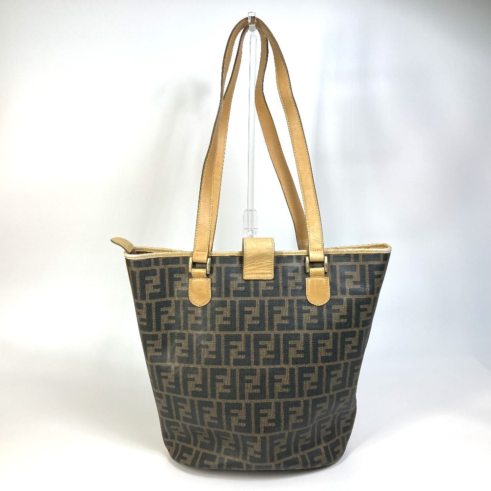 FENDI Tote Bag PVC / Leather Brown Zucca Pattern Women Used