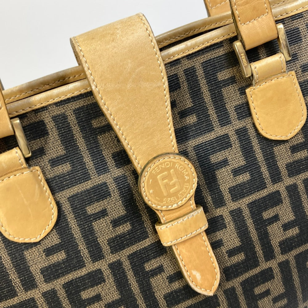 FENDI Tote Bag PVC / Leather Brown Zucca Pattern Women Used