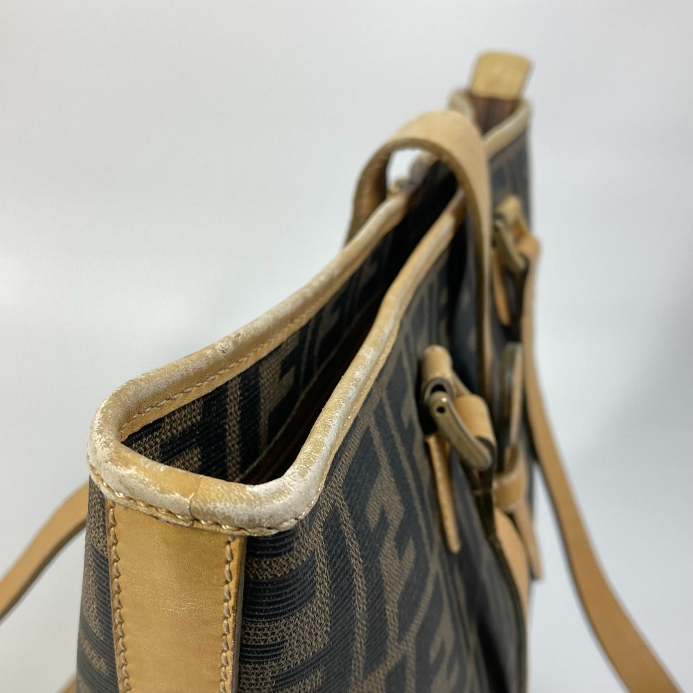 FENDI Tote Bag PVC / Leather Brown Zucca Pattern Women Used