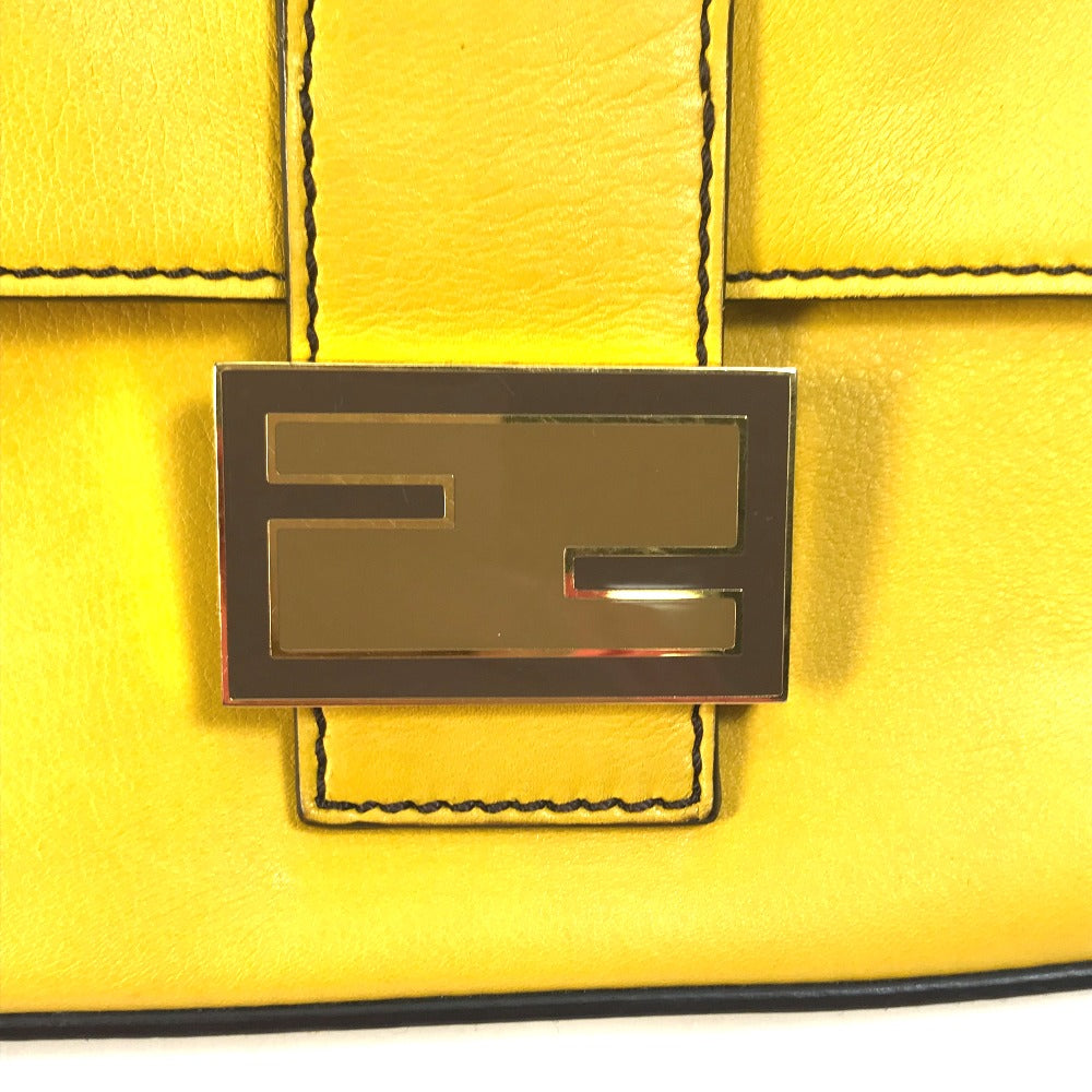 FENDI Handbag 8BR600 leather yellow FF Mamma Bucket Women Used