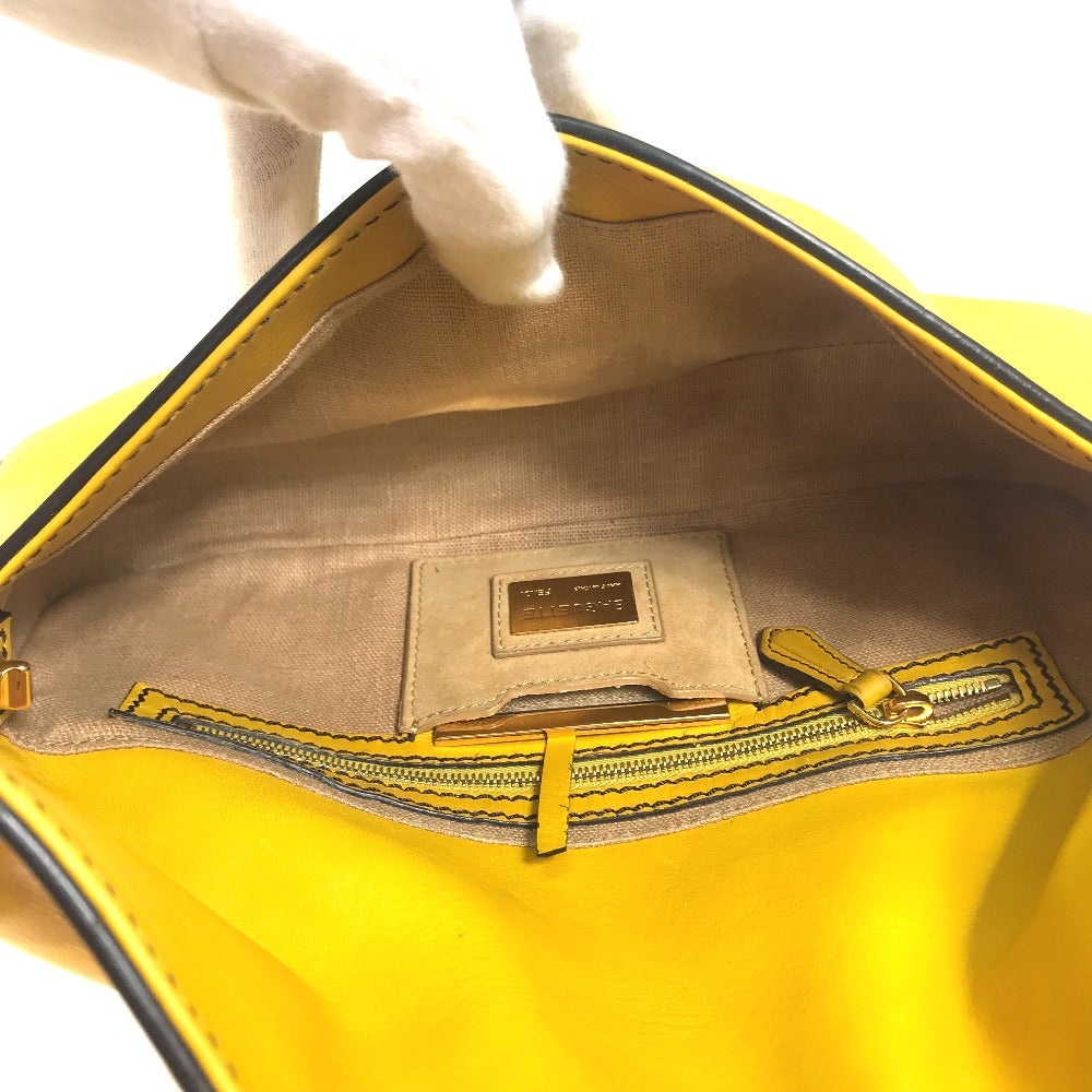 FENDI Handbag 8BR600 leather yellow FF Mamma Bucket Women Used