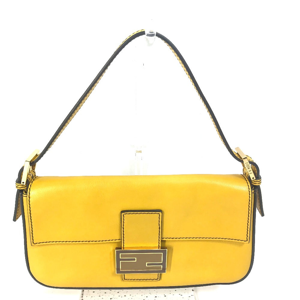 FENDI Handbag 8BR600 leather yellow FF Mamma Bucket Women Used