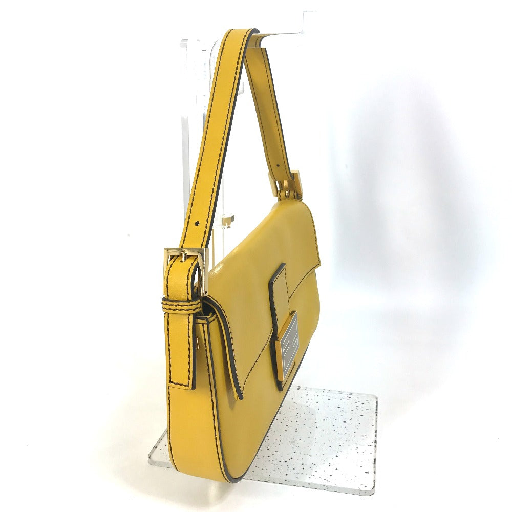 FENDI Handbag 8BR600 leather yellow FF Mamma Bucket Women Used
