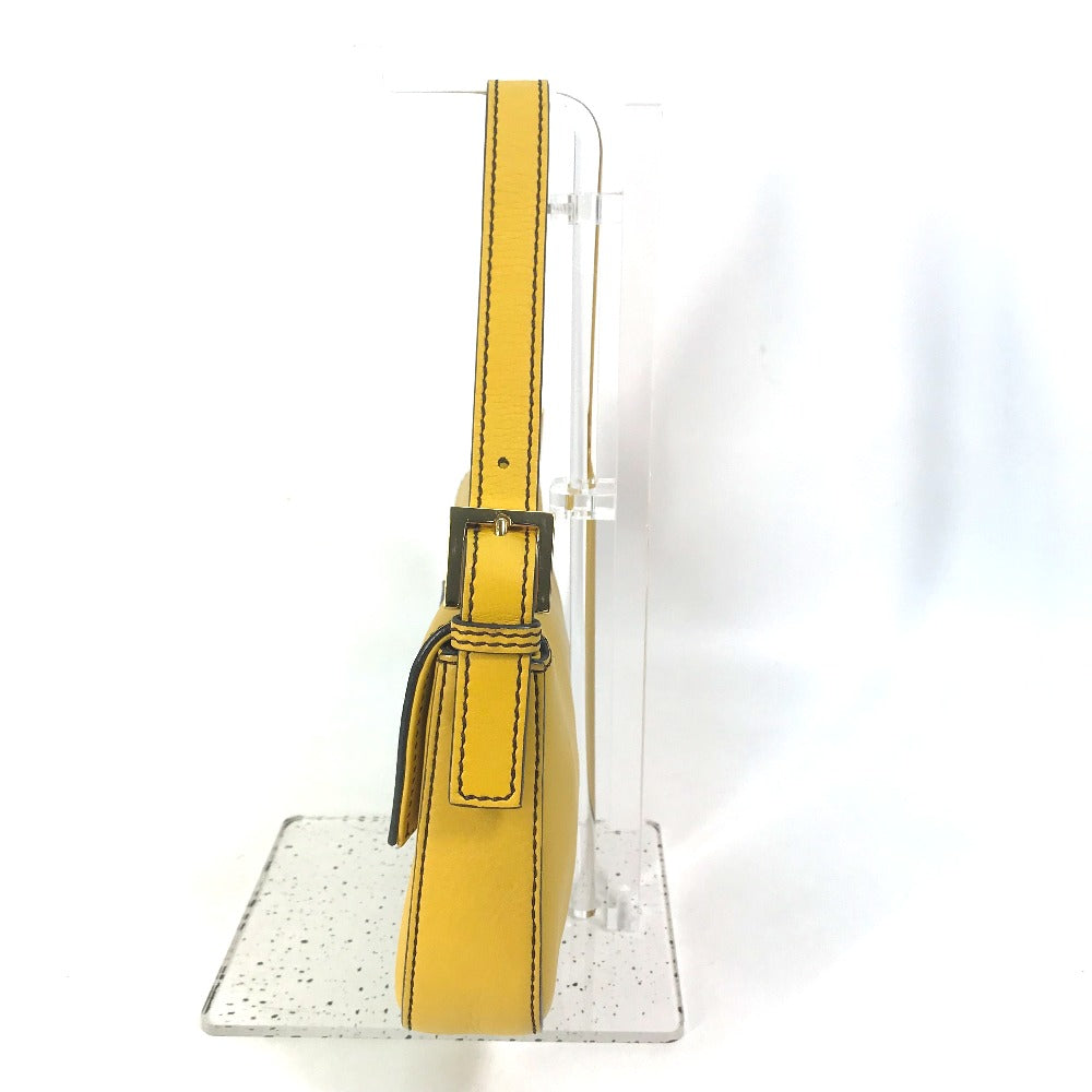FENDI Handbag 8BR600 leather yellow FF Mamma Bucket Women Used