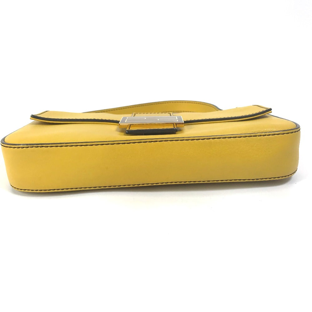 FENDI Handbag 8BR600 leather yellow FF Mamma Bucket Women Used