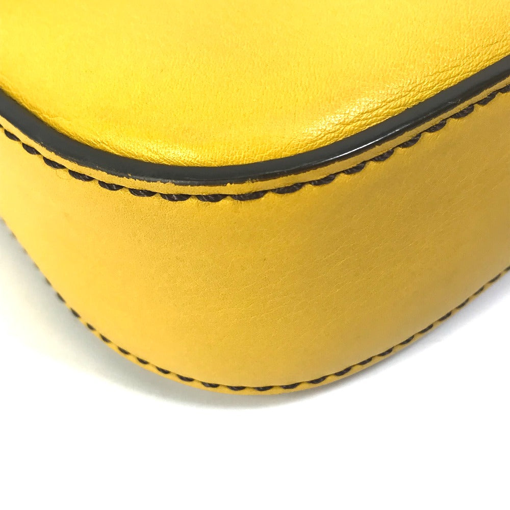 FENDI Handbag 8BR600 leather yellow FF Mamma Bucket Women Used