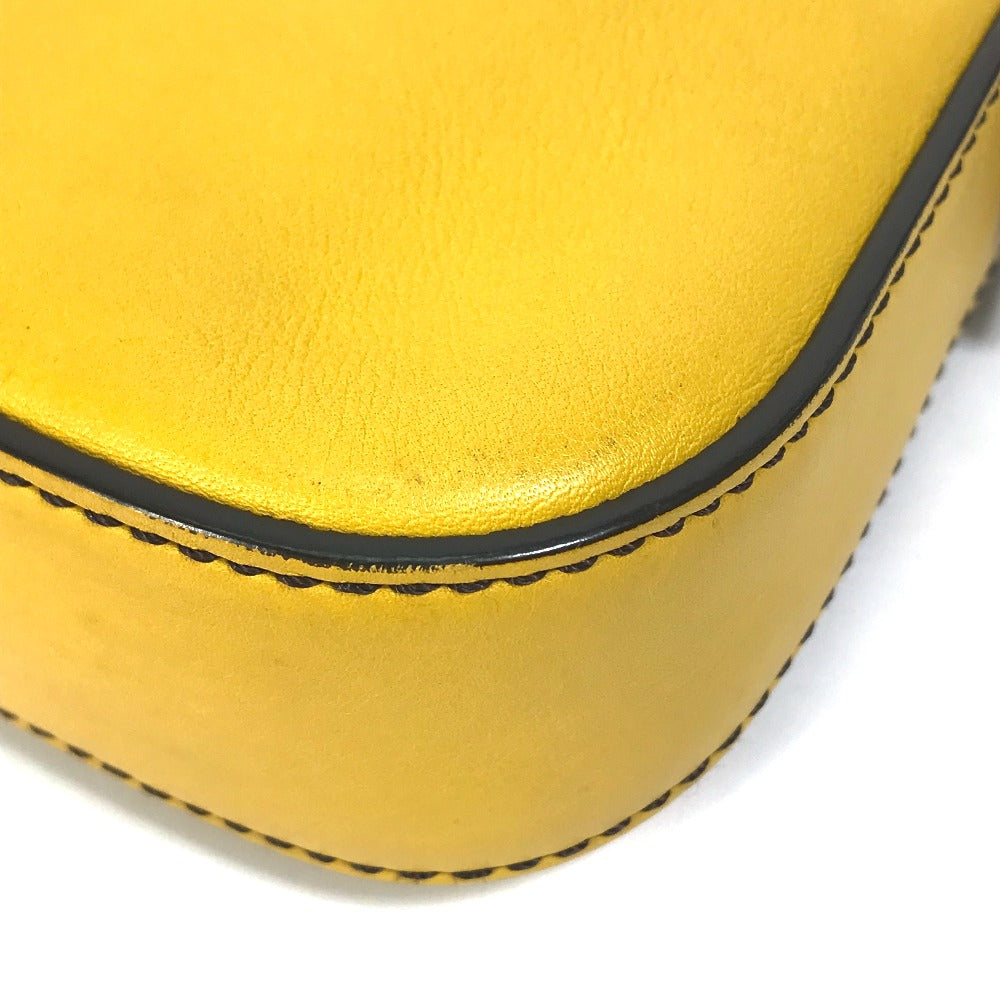 FENDI Handbag 8BR600 leather yellow FF Mamma Bucket Women Used