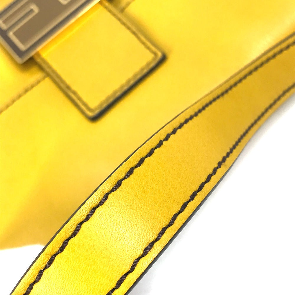 FENDI Handbag 8BR600 leather yellow FF Mamma Bucket Women Used