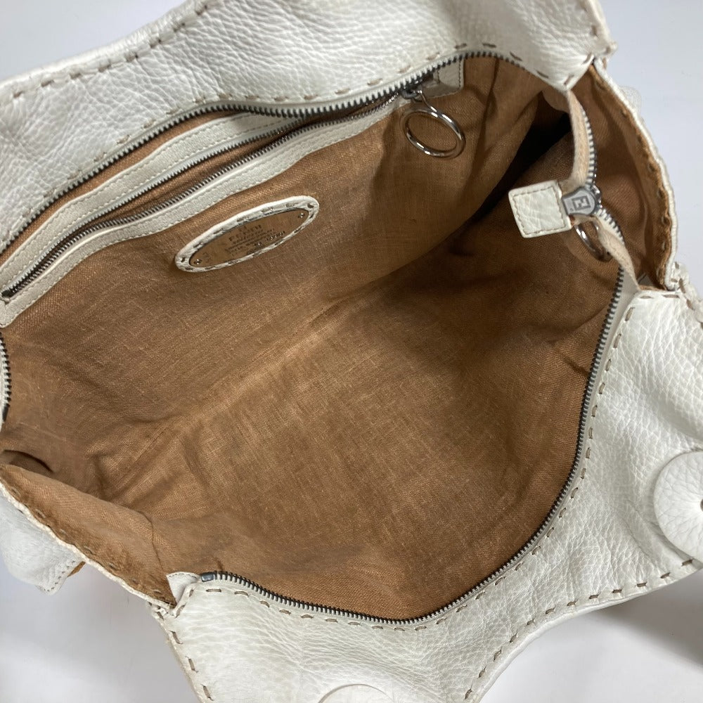 FENDI Shoulder Bag Straw, Leather beige Beach Bag Summer Bag logo selleria Women Used