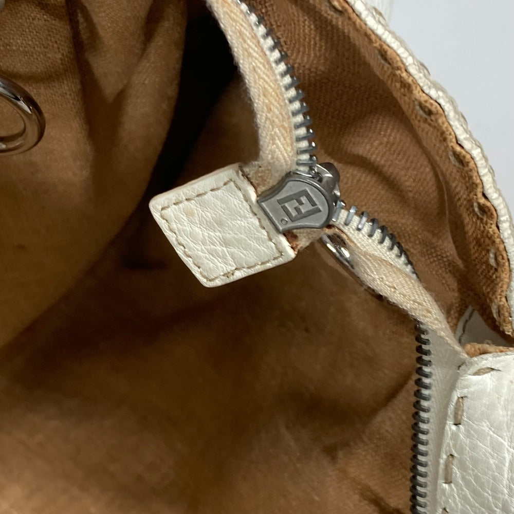 FENDI Shoulder Bag Straw, Leather beige Beach Bag Summer Bag logo selleria Women Used