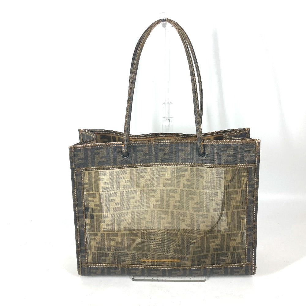FENDI Shoulder Bag Coated leather Brown Mesh Bag Beach Bag Vintage Zucca Women Used
