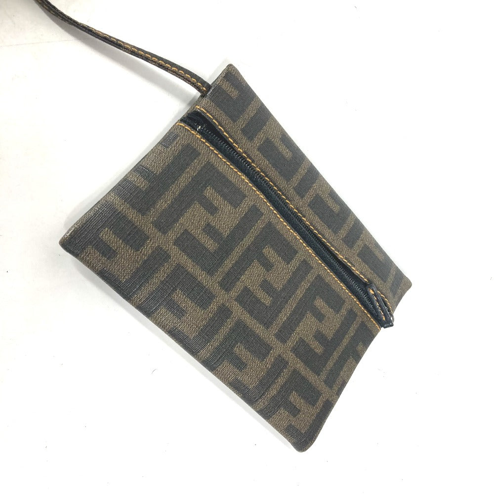 FENDI Shoulder Bag Coated leather Brown Mesh Bag Beach Bag Vintage Zucca Women Used