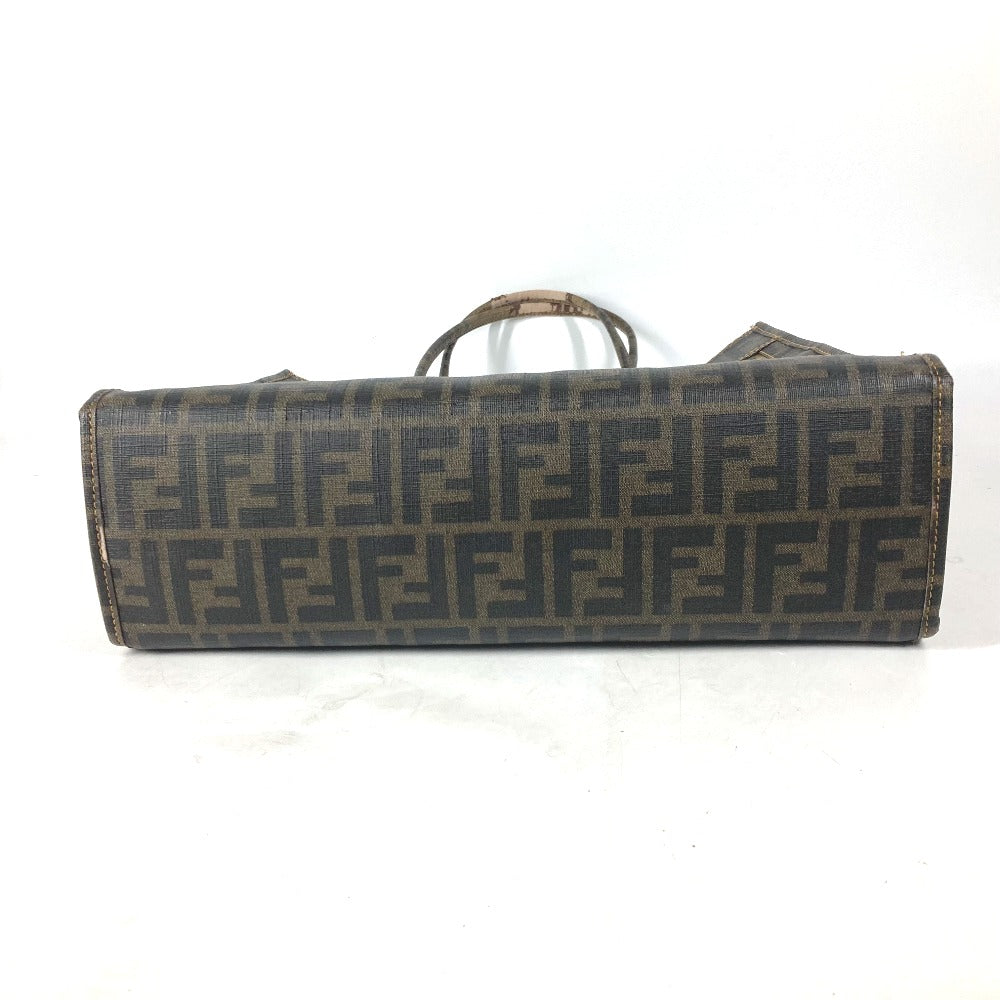 FENDI Shoulder Bag Coated leather Brown Mesh Bag Beach Bag Vintage Zucca Women Used