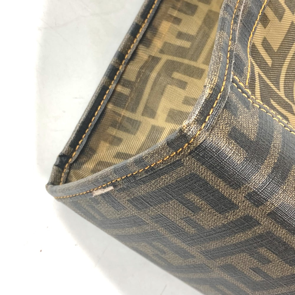 FENDI Shoulder Bag Coated leather Brown Mesh Bag Beach Bag Vintage Zucca Women Used