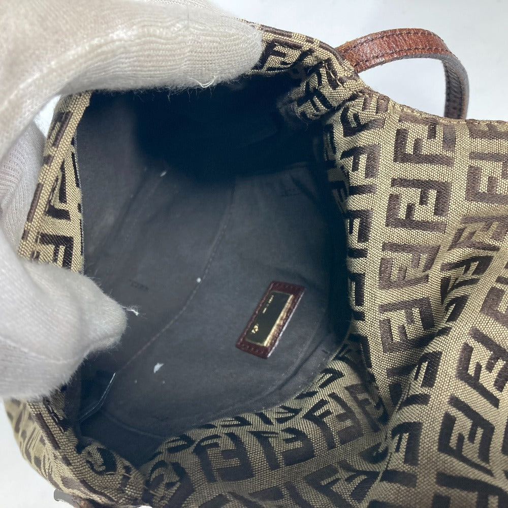 FENDI Shoulder Bag Canvas / leather Brown Zucchino Women Used