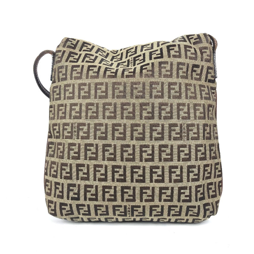 FENDI Shoulder Bag Canvas / leather Brown Zucchino Women Used