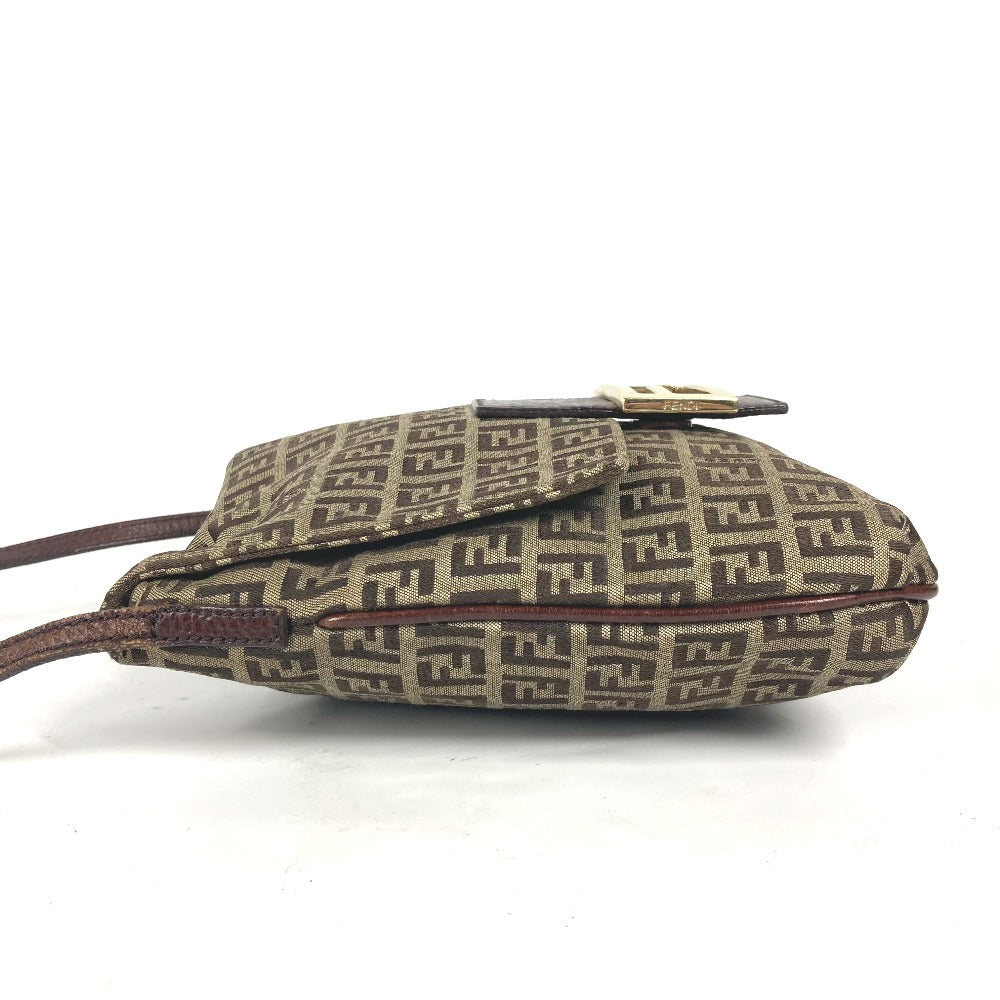 FENDI Shoulder Bag Canvas / leather Brown Zucchino Women Used