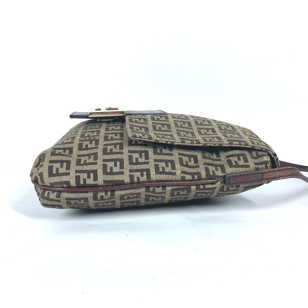 FENDI Shoulder Bag Canvas / leather Brown Zucchino Women Used