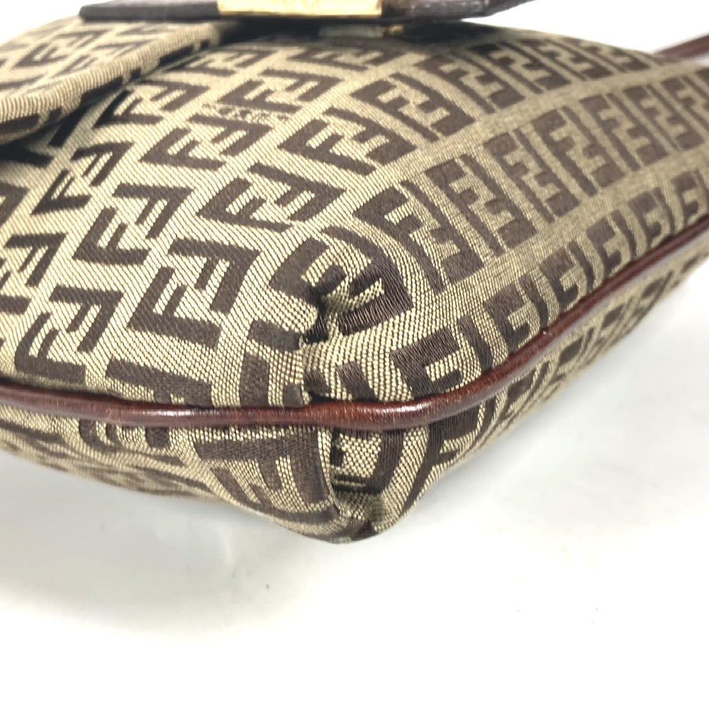 FENDI Shoulder Bag Canvas / leather Brown Zucchino Women Used