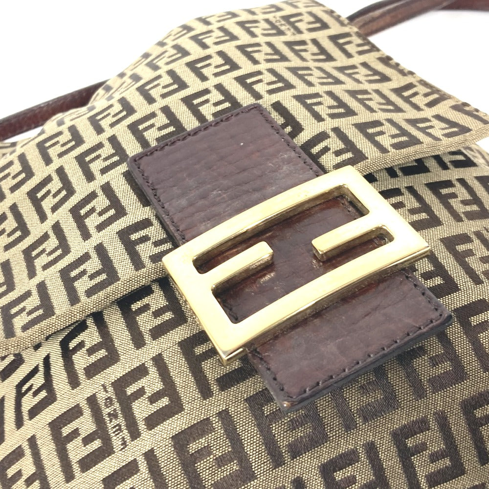 FENDI Shoulder Bag Canvas / leather Brown Zucchino Women Used