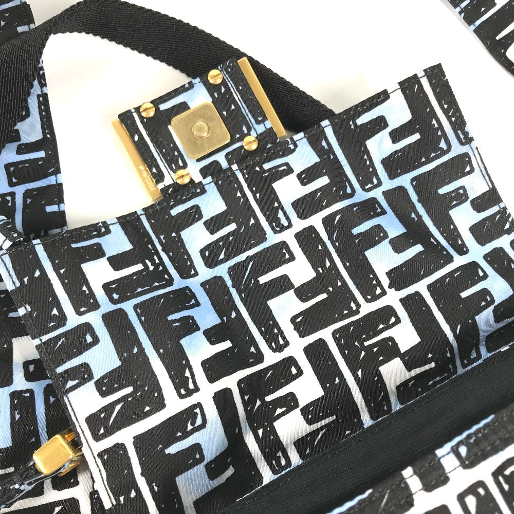 FENDI Shoulder Bag 8BR784 Nylon blue Joshua Vides Collaboration Zucca Baguette Mini mens Used