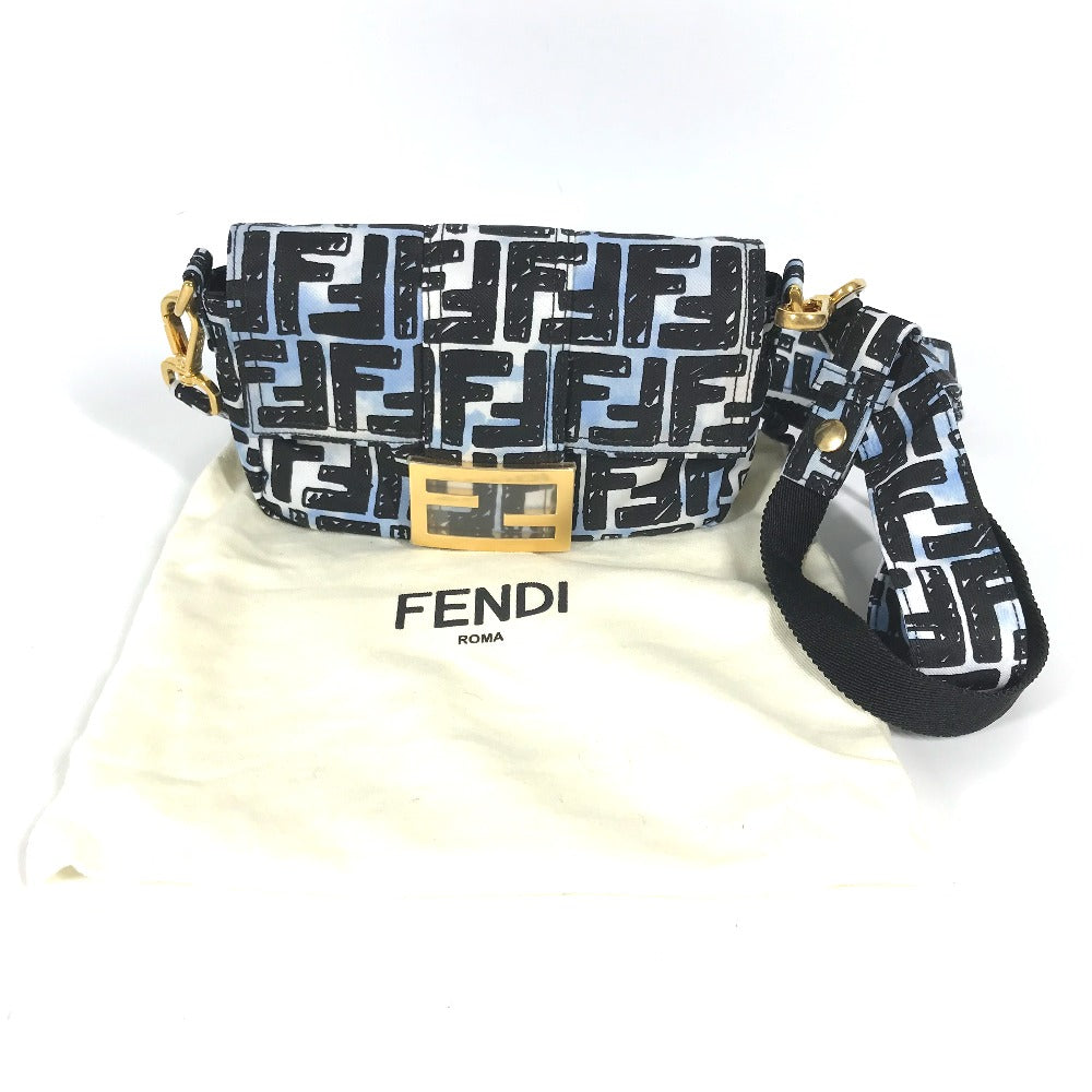 FENDI Shoulder Bag 8BR784 Nylon blue Joshua Vides Collaboration Zucca Baguette Mini mens Used